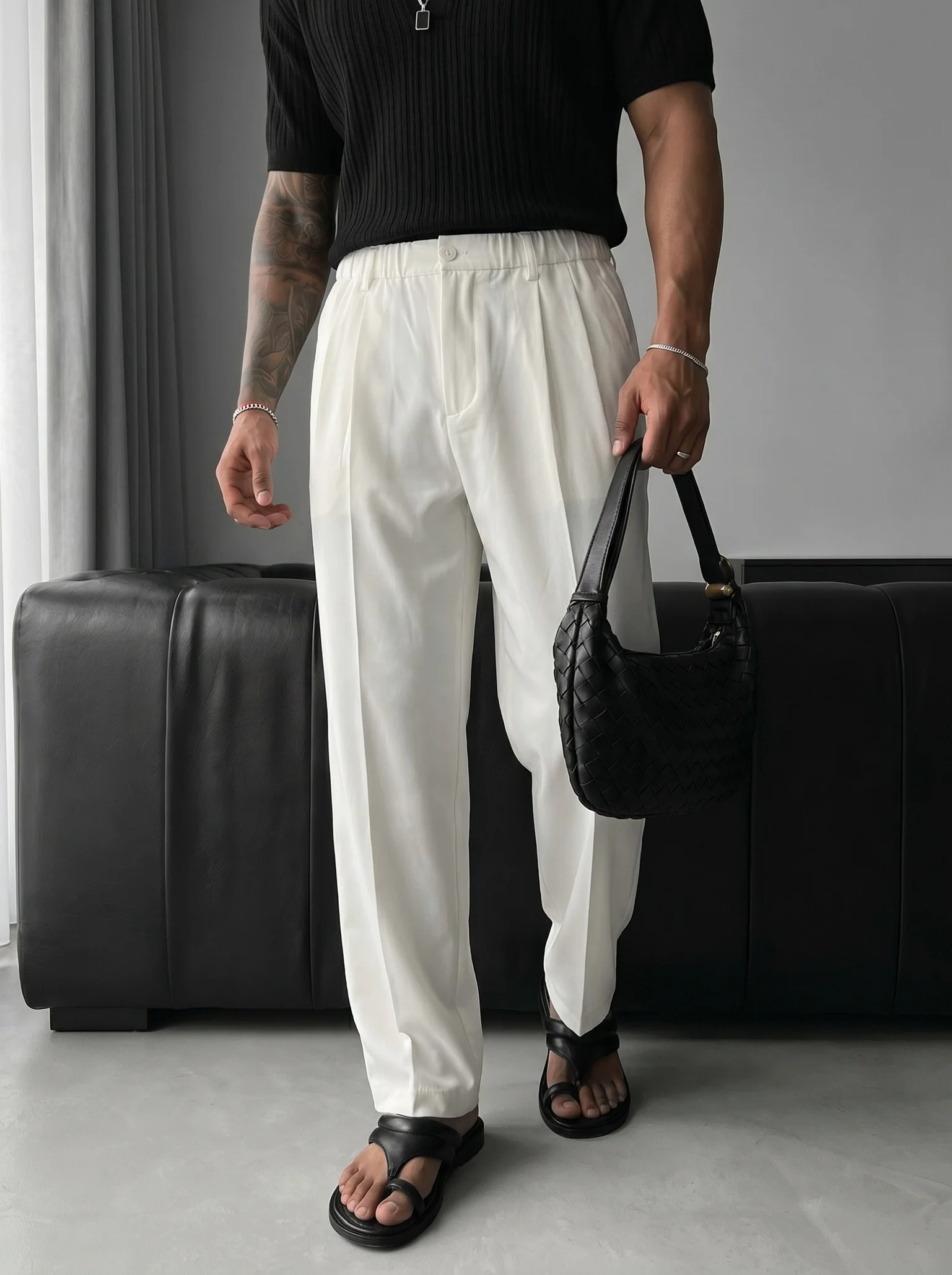Baggy Chino Trousers - Ecru - Image 3