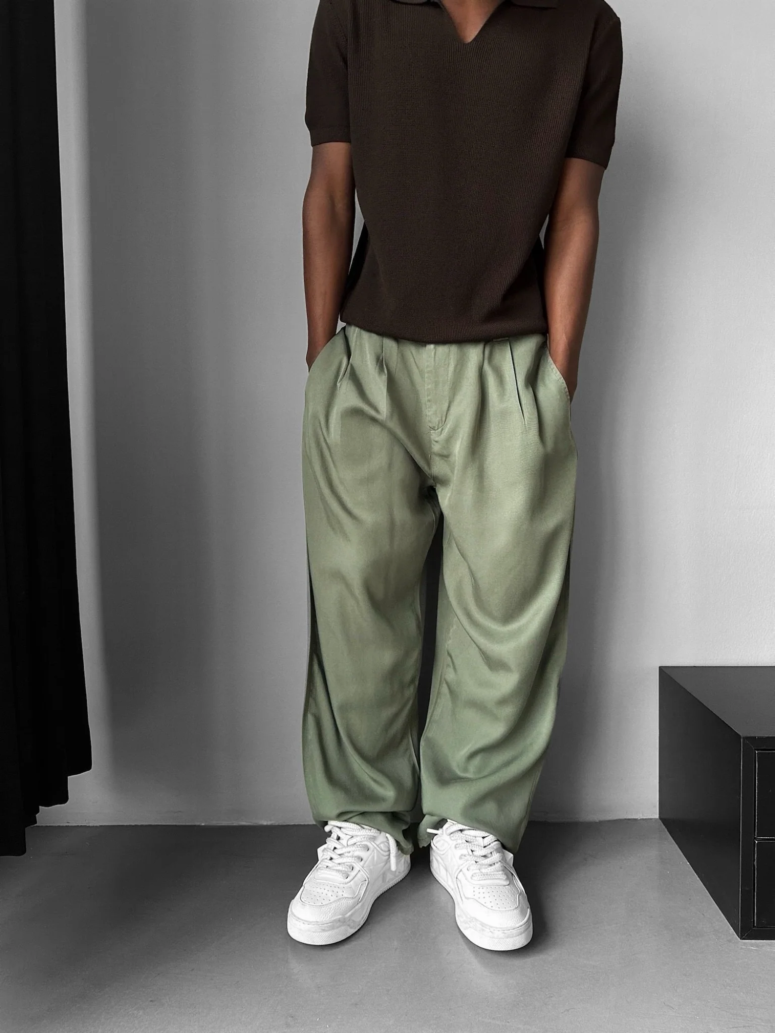 Baggy Pleats Trousers - Mint - Image 3
