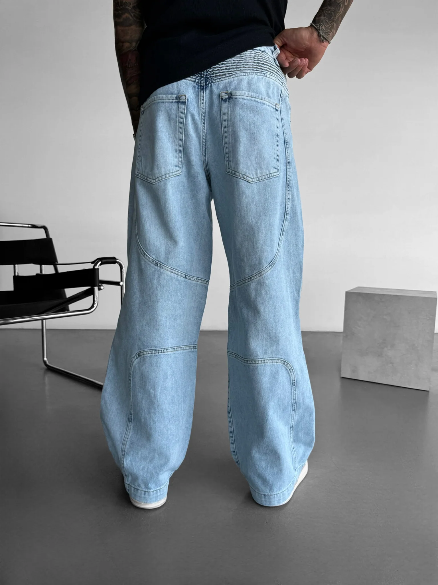 Baggy Seam Detail Jeans - Blue - Image 6