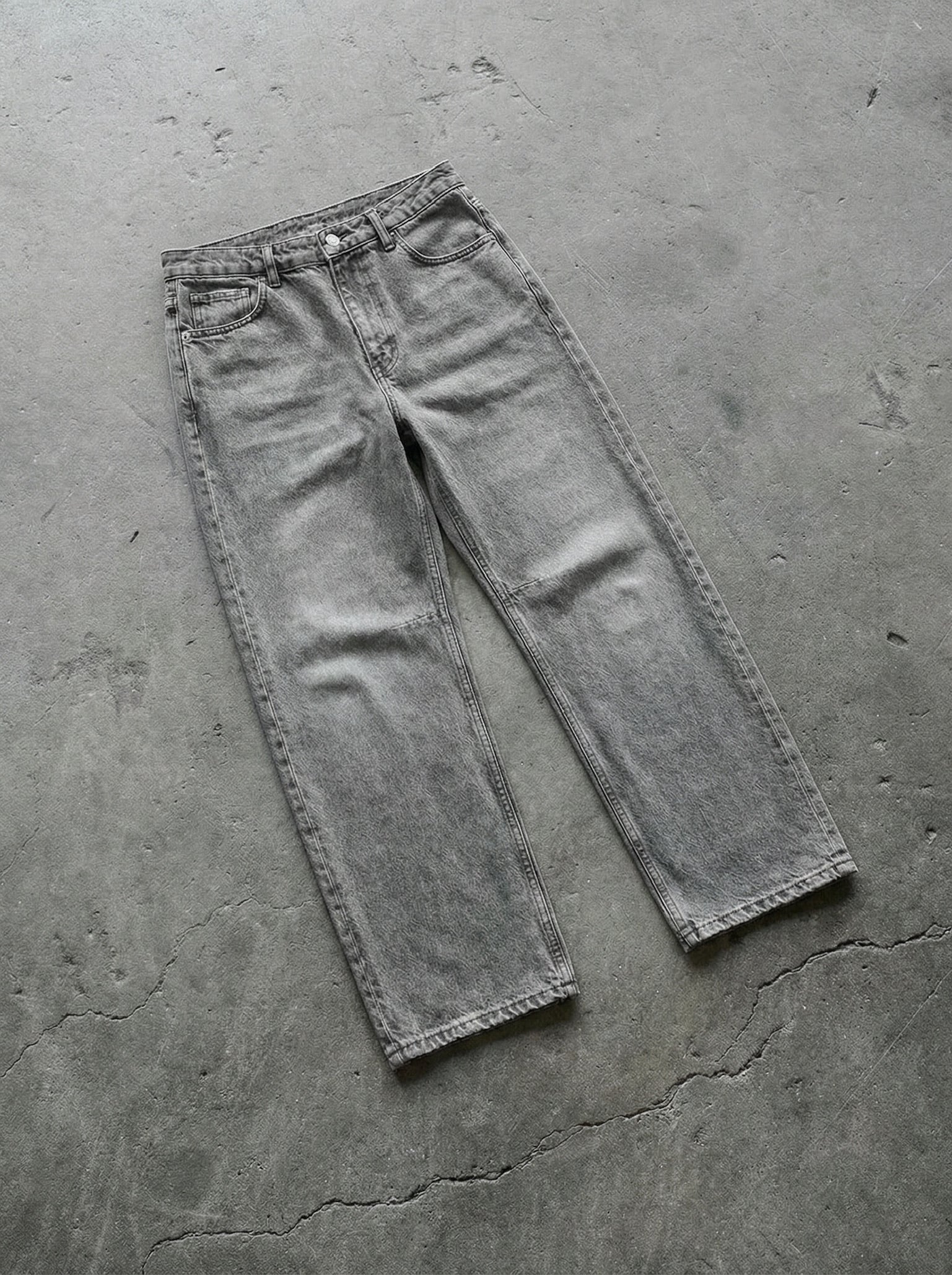 Baggy Stitched Jeans - Anthracite