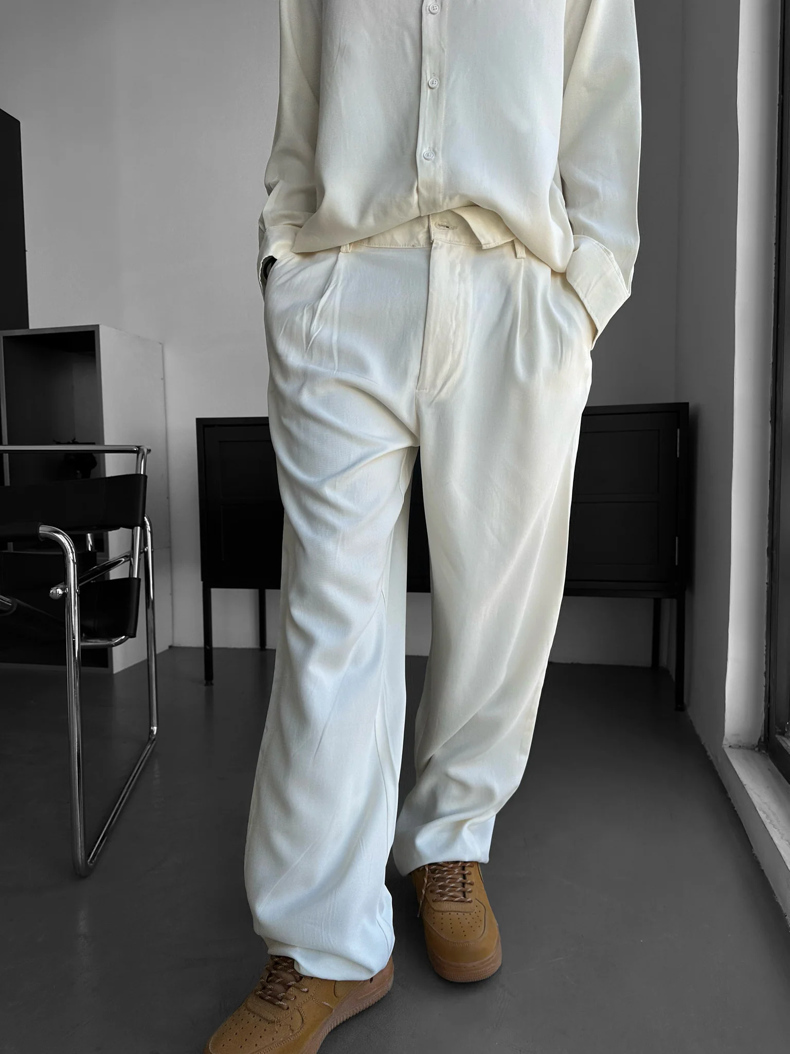 Baggy Tencel Trousers - Ecru