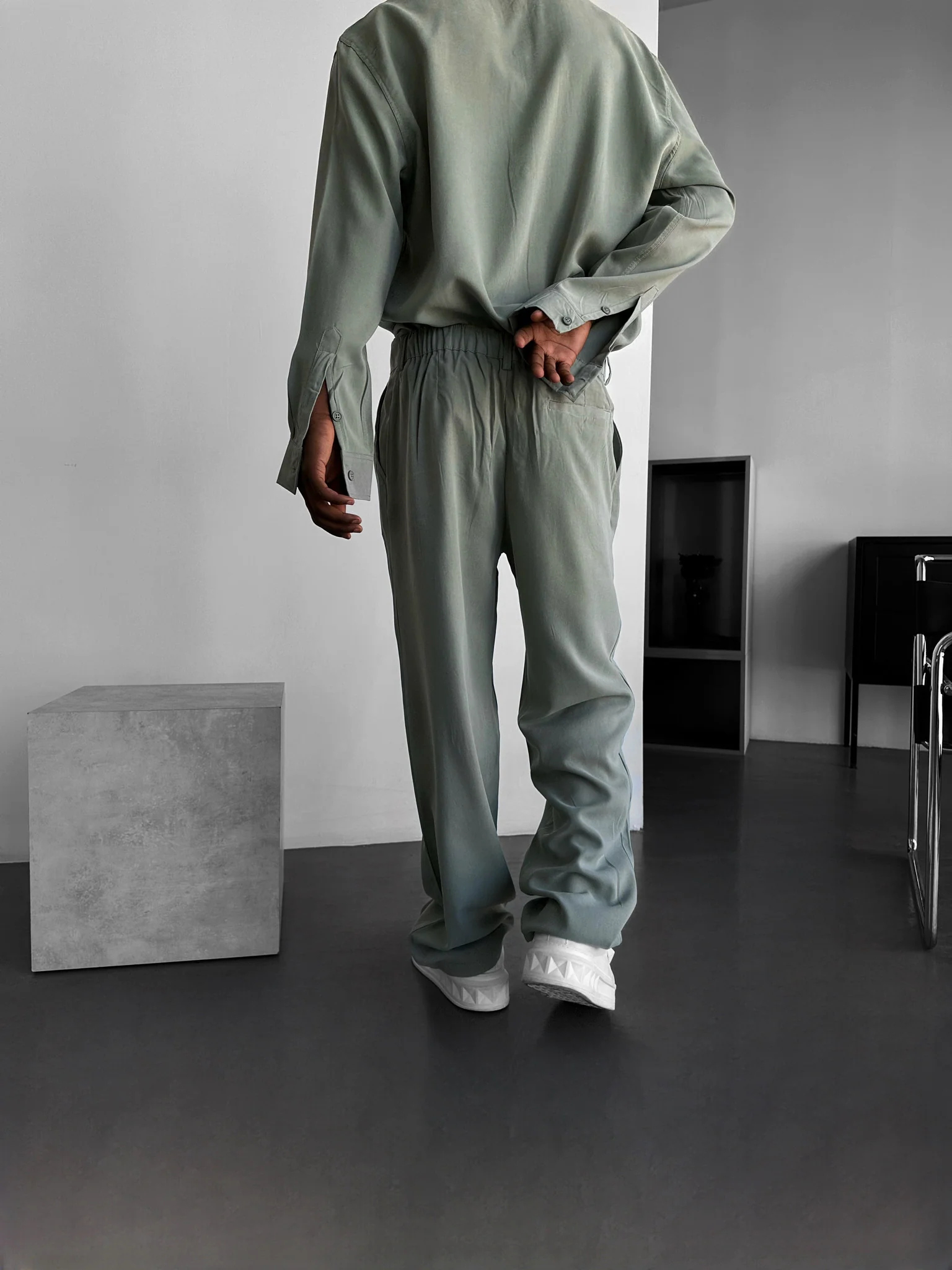 Baggy Tencel Trousers - Mint Green - Image 3