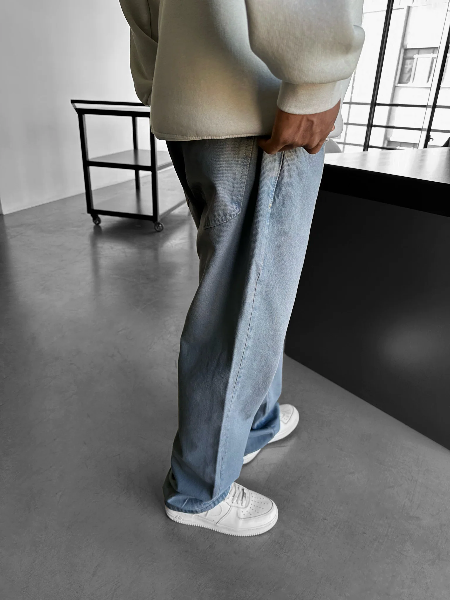 Basic Baggy Jeans - Dusty Blue - Image 3