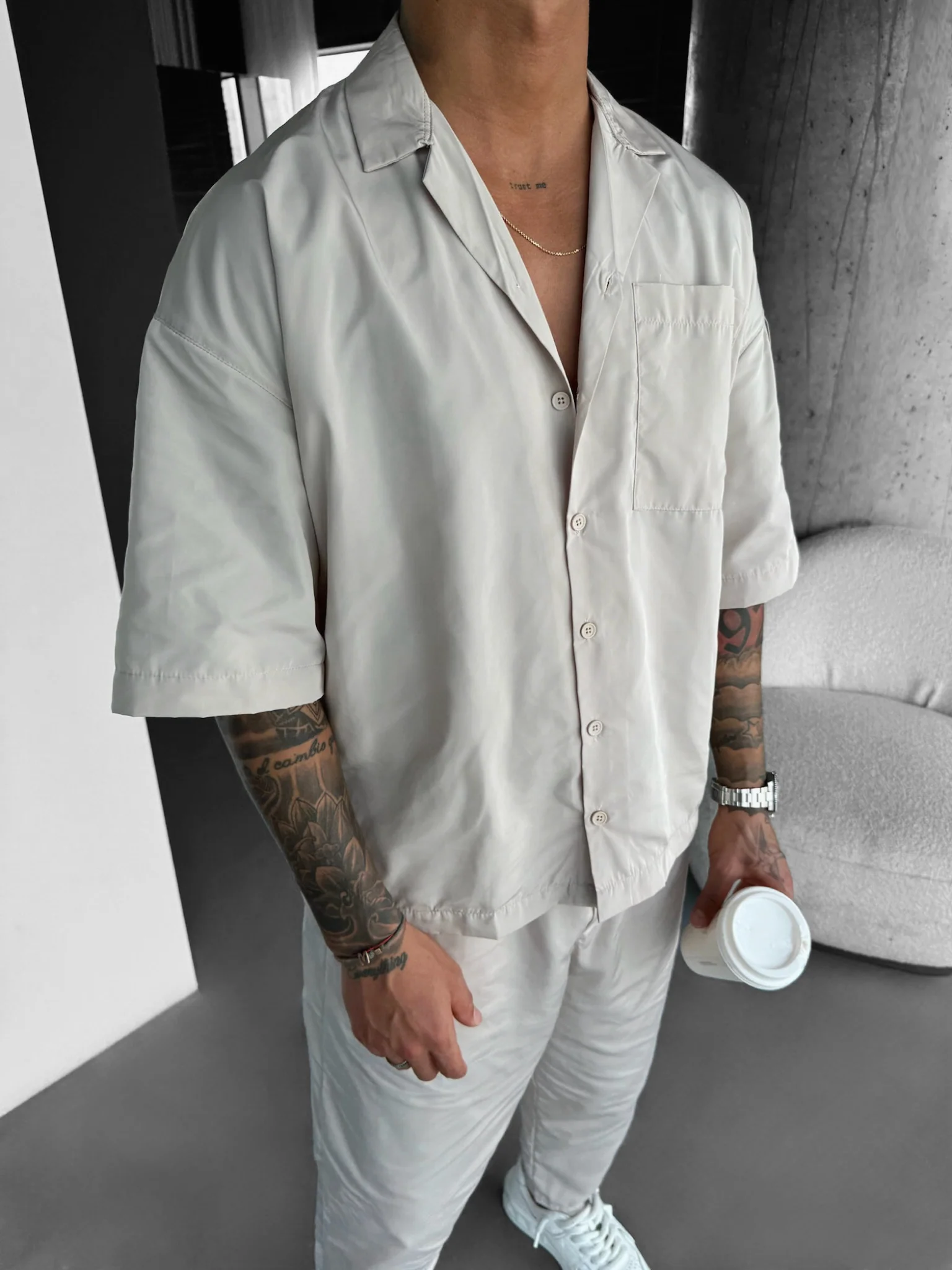 Basic Shirt - Beige - Image 2