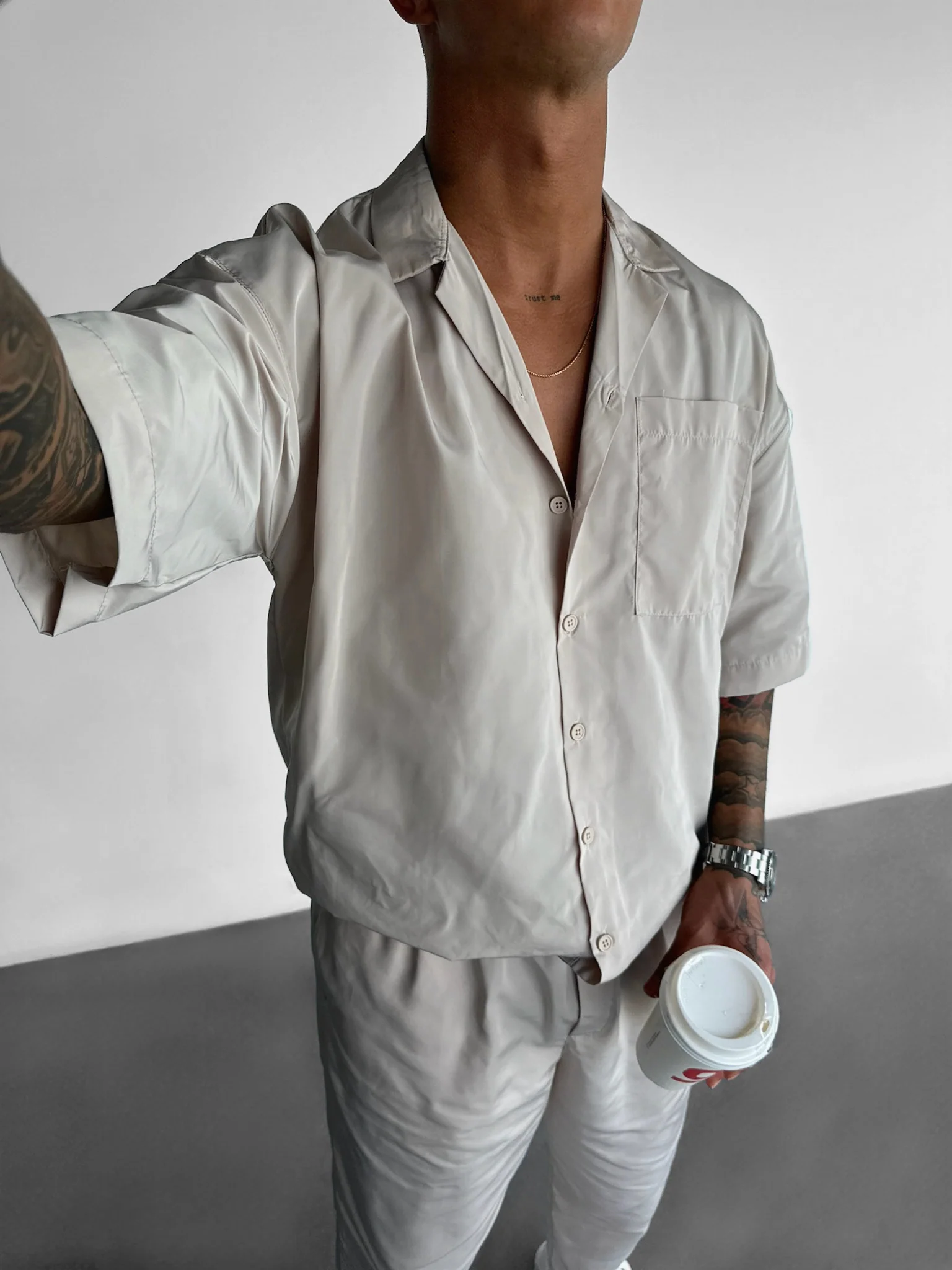 Basic Shirt - Beige - Image 3
