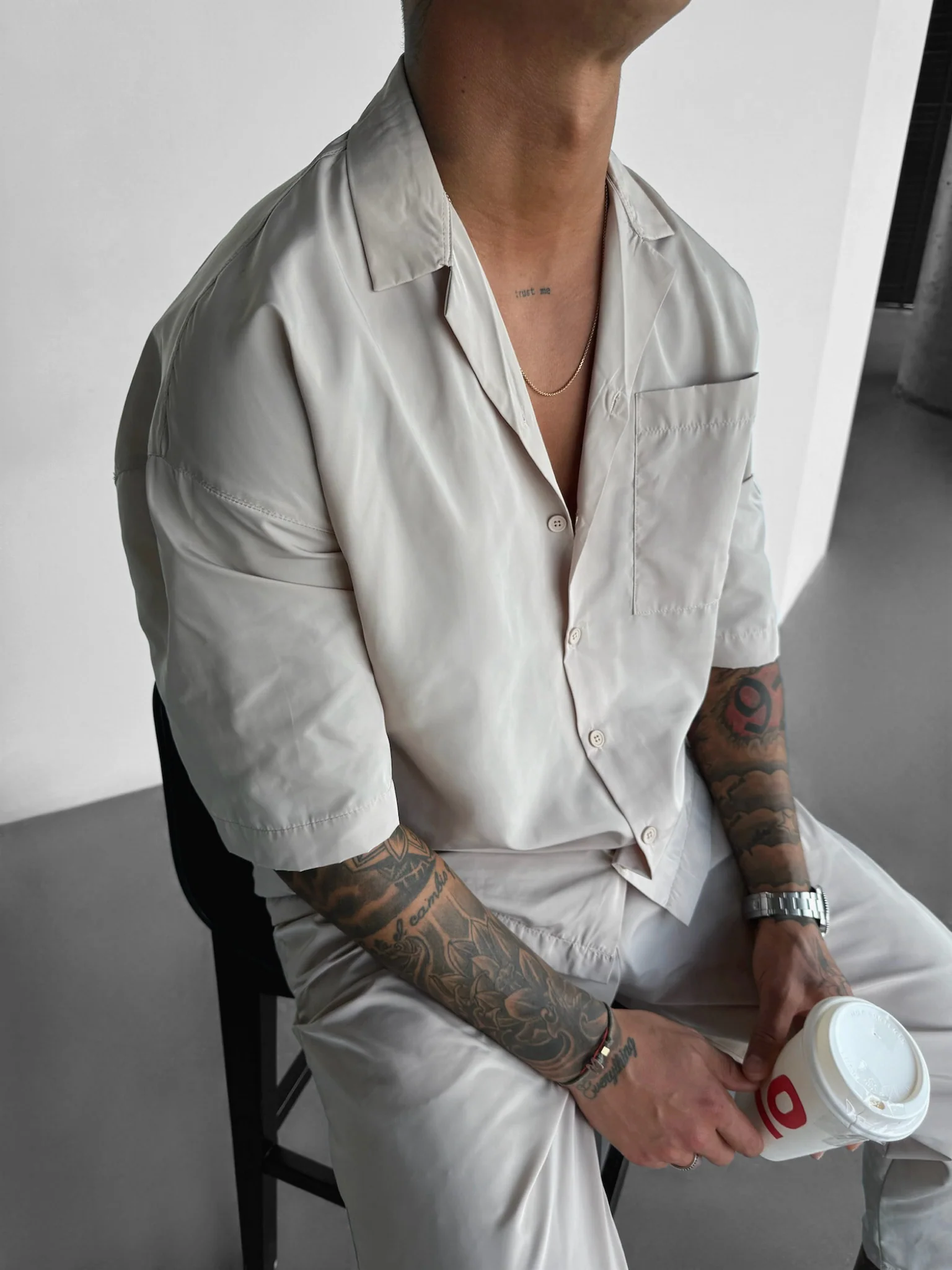 Basic Shirt - Beige - Image 4