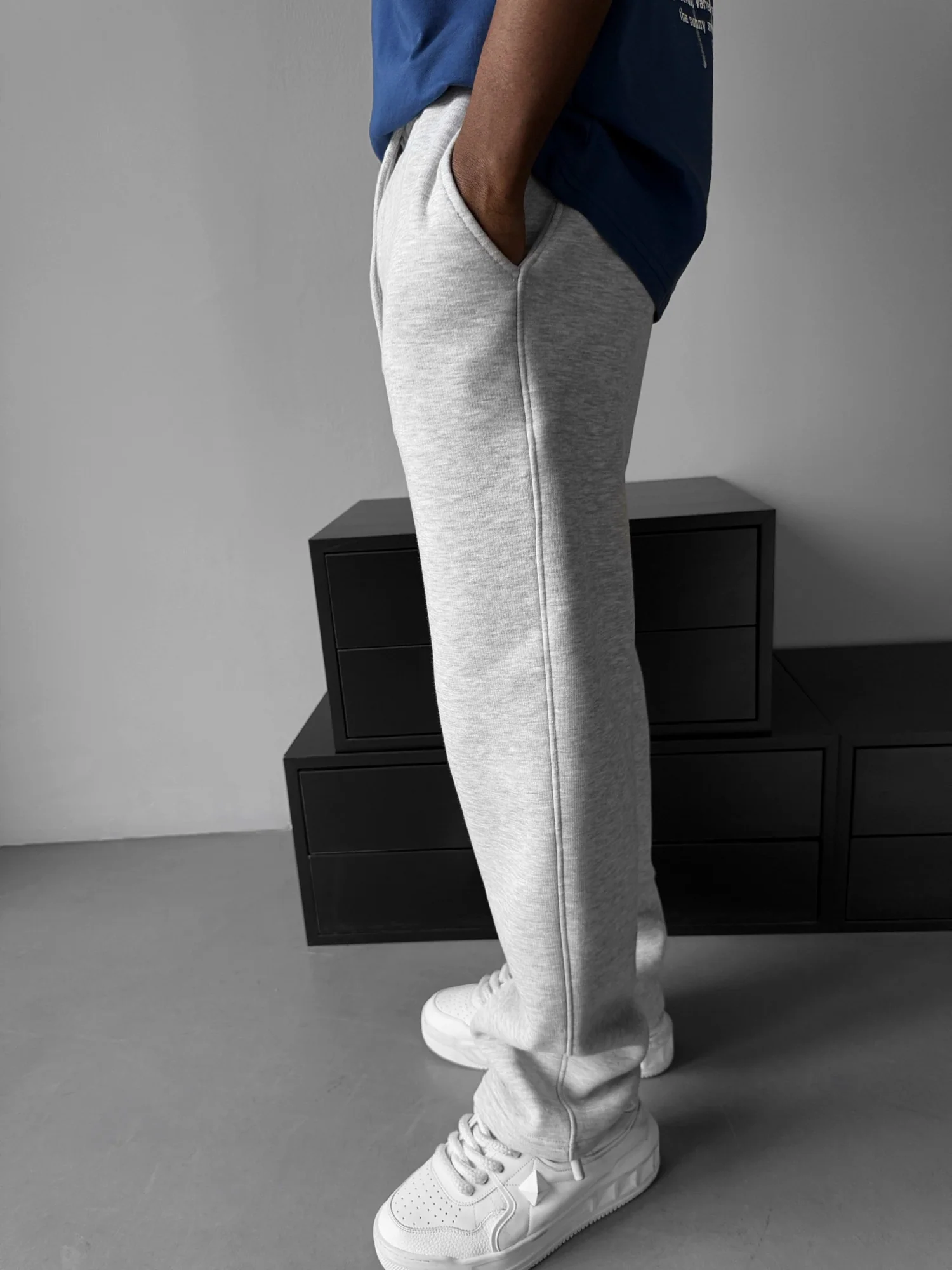 Basic Trousers - Grey Melange - Image 4