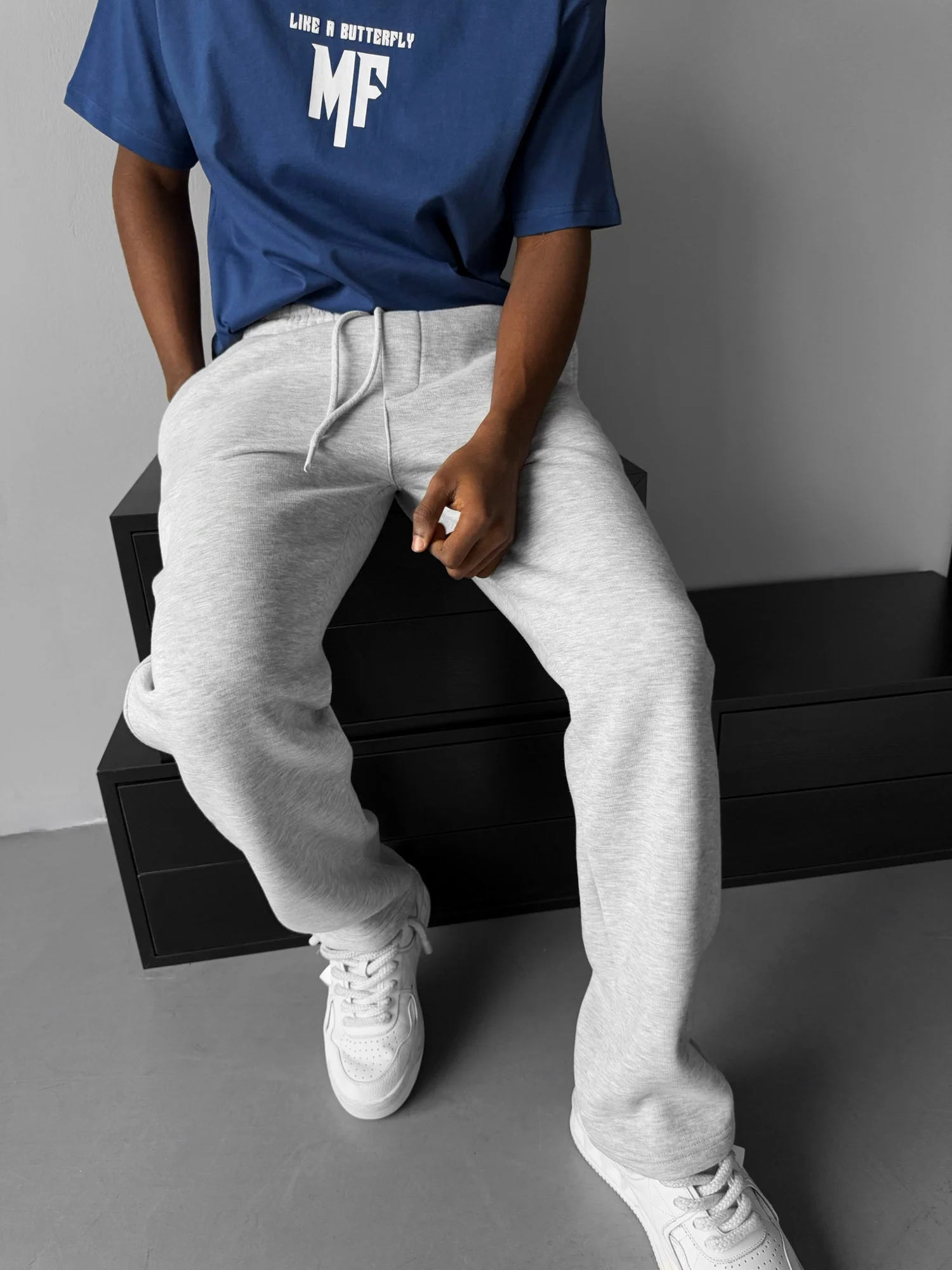 Basic Trousers - Light Grey Melange - Image 3