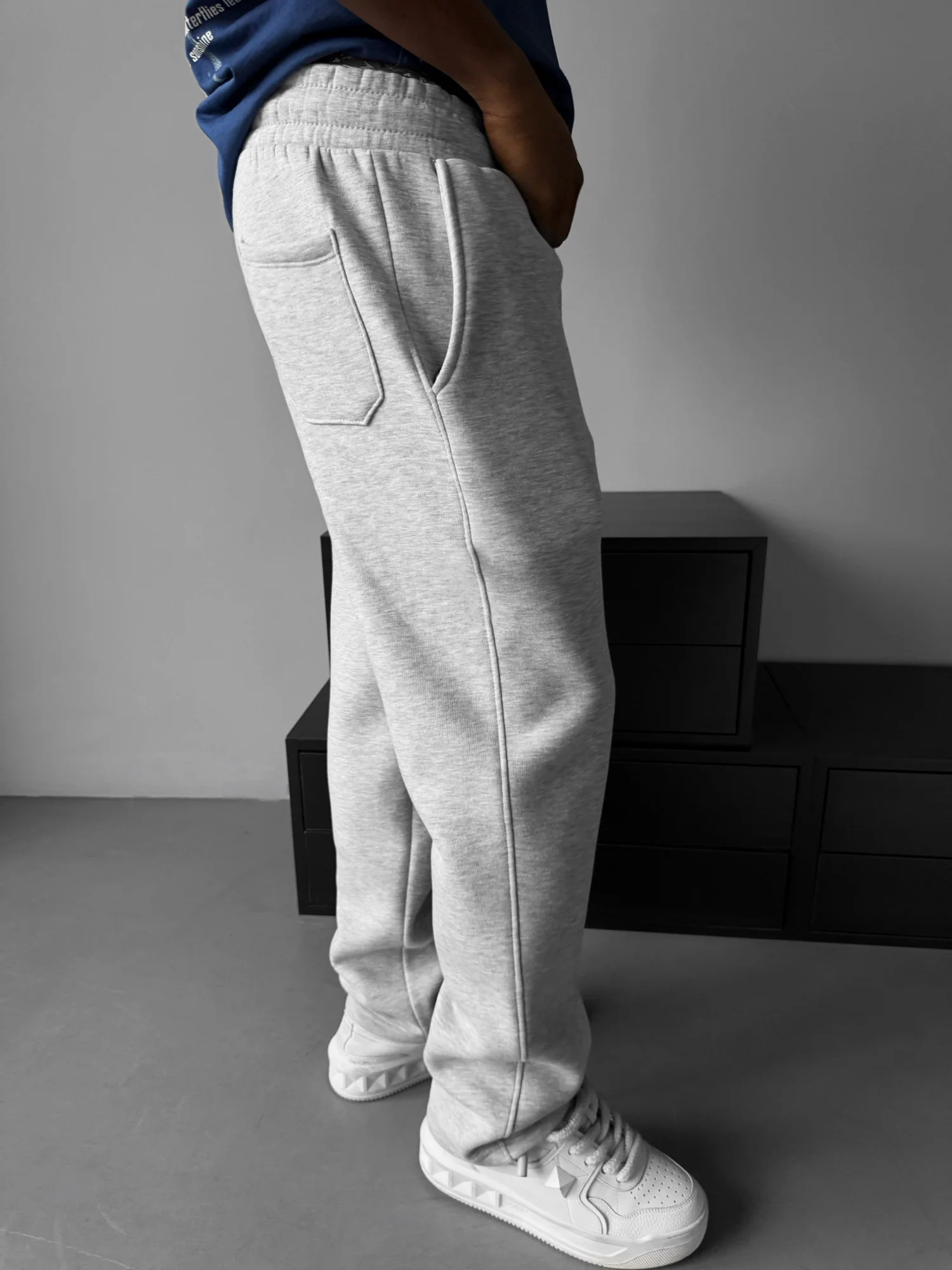 Basic Trousers - Light Grey Melange - Image 4