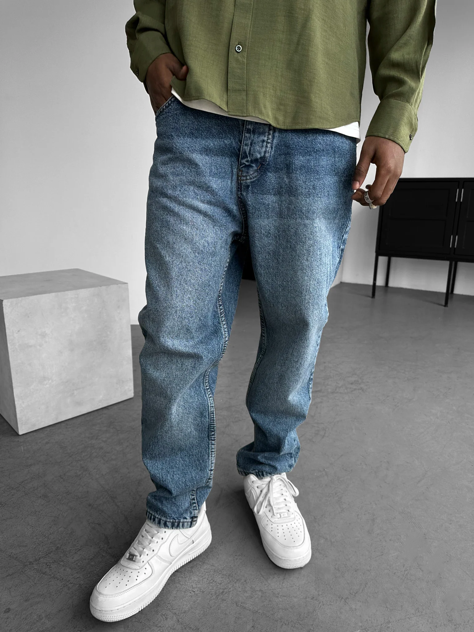 Boyfriend Fit Jeans - Blue