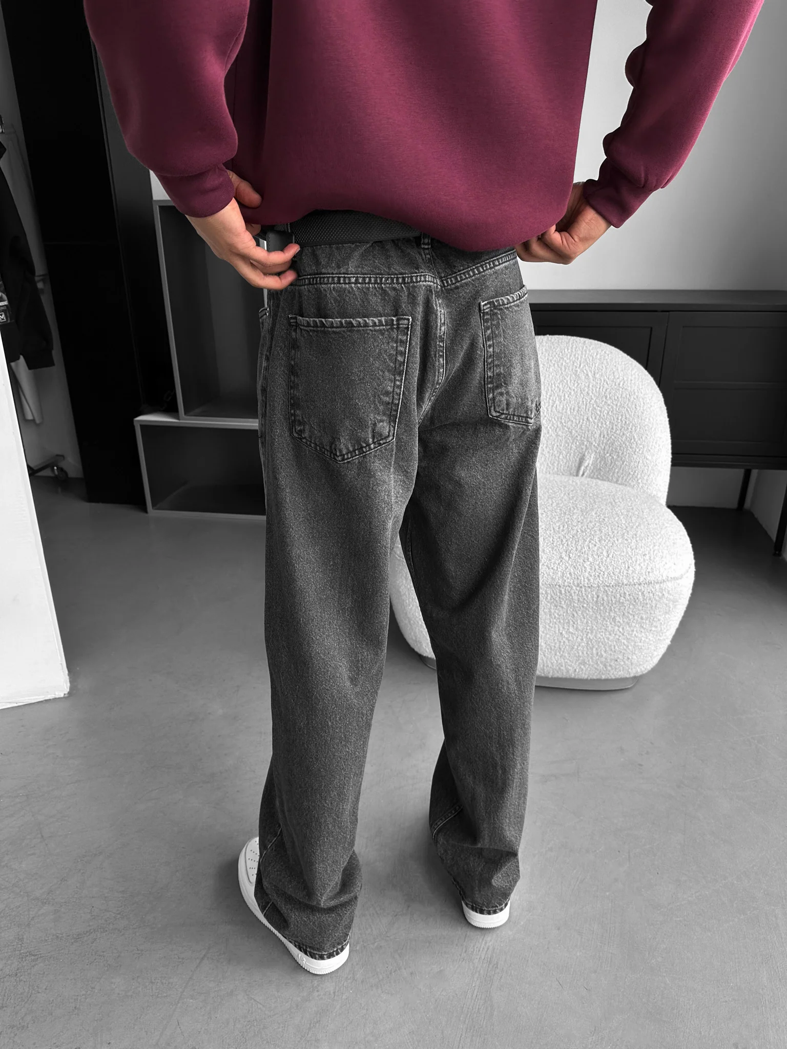 Front Line Baggy Jeans - Anthracite - Image 3