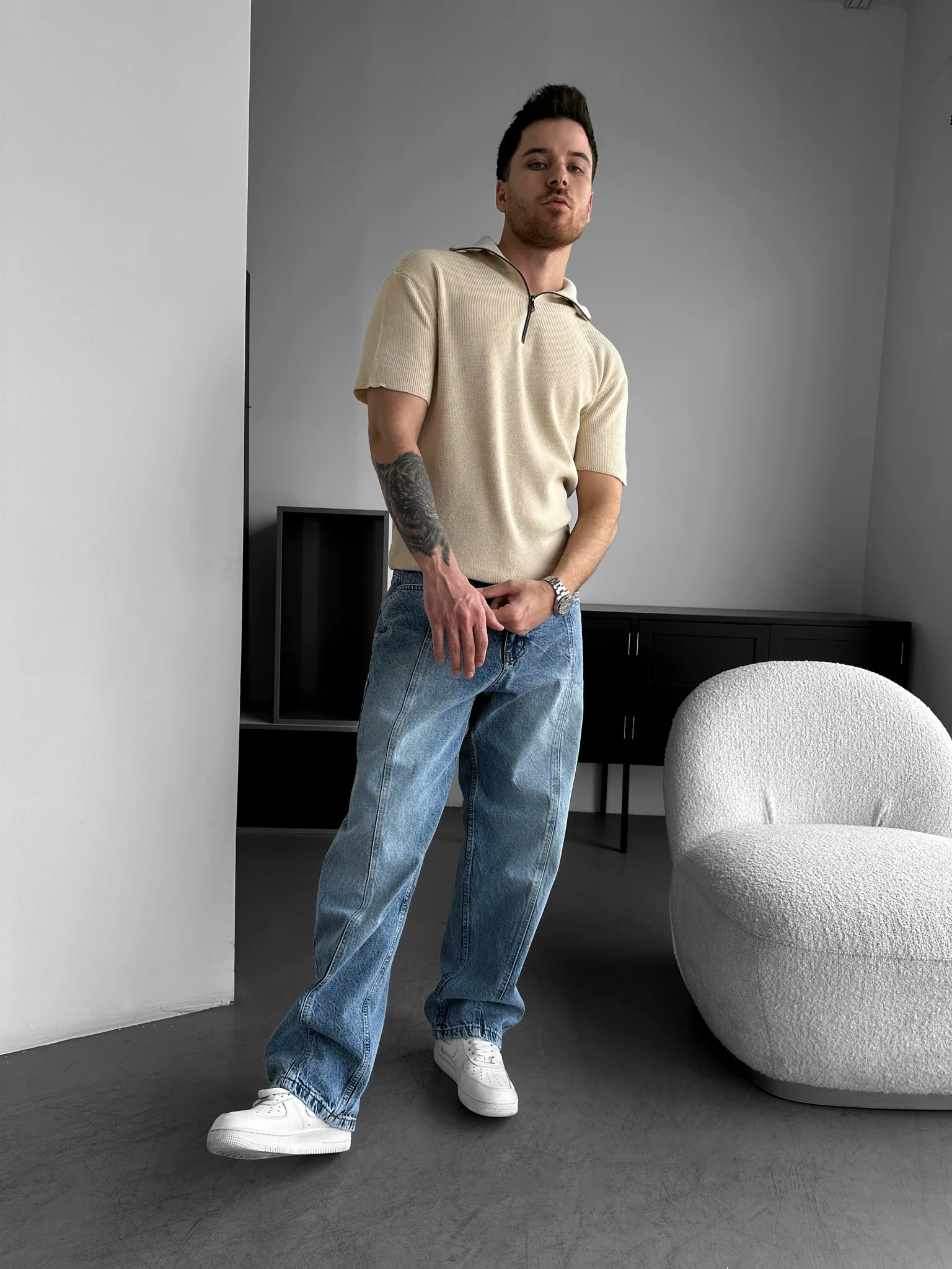 Front Line Baggy Jeans - Washed Blue - Image 3