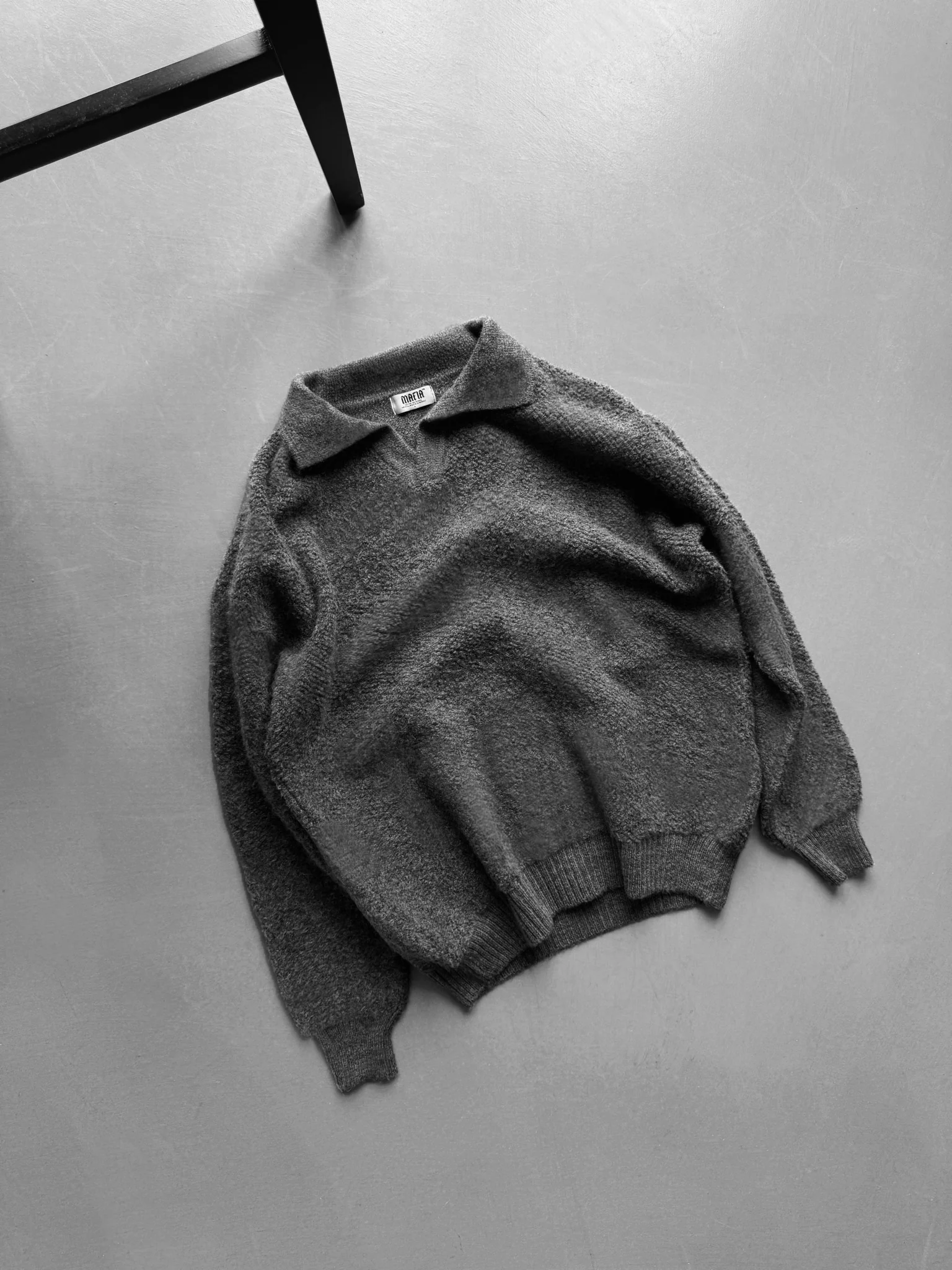 Knit Collar Brushed Pullover - Anthracite