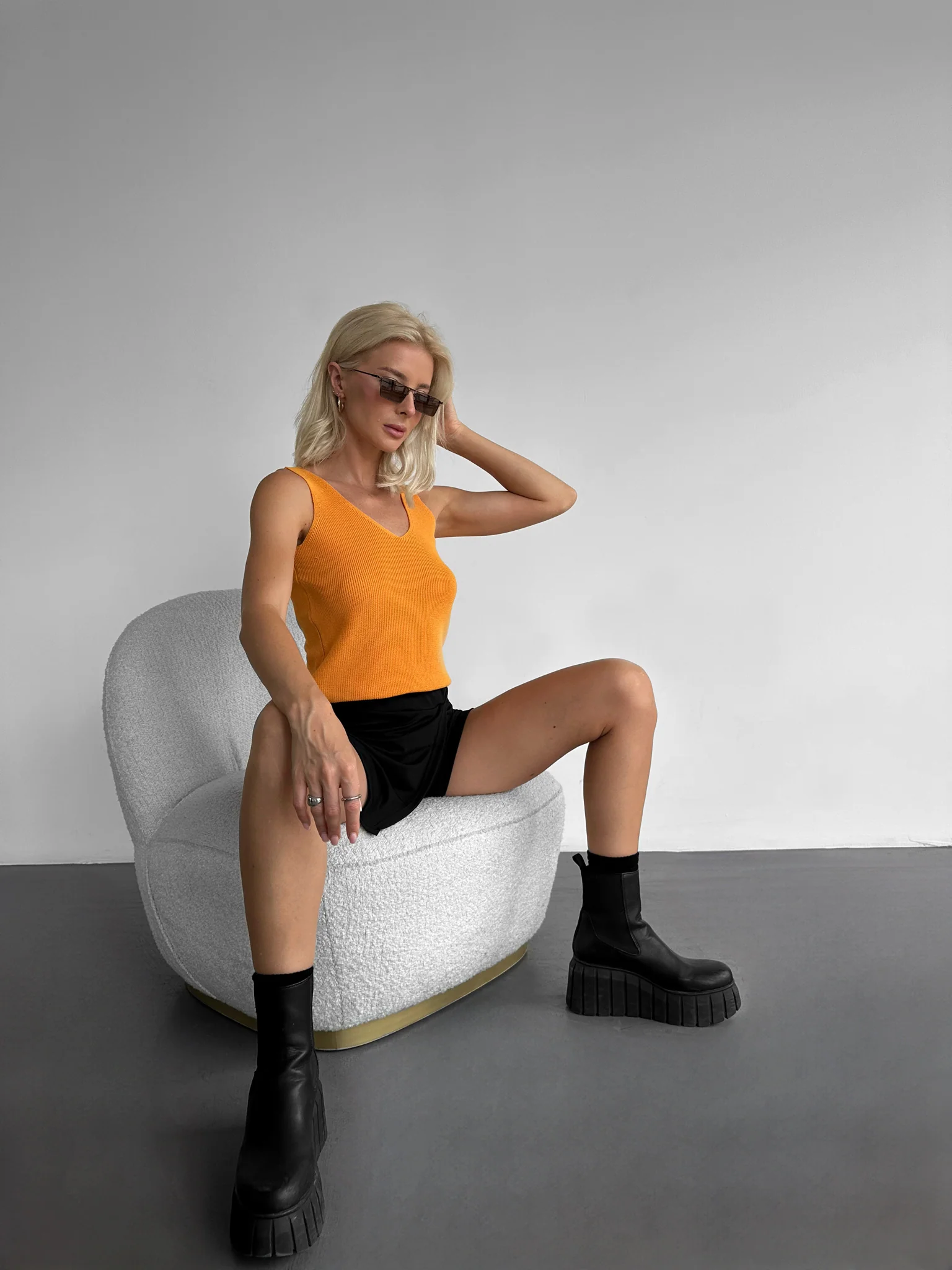 Knit Crop Top - Yellow - Image 5