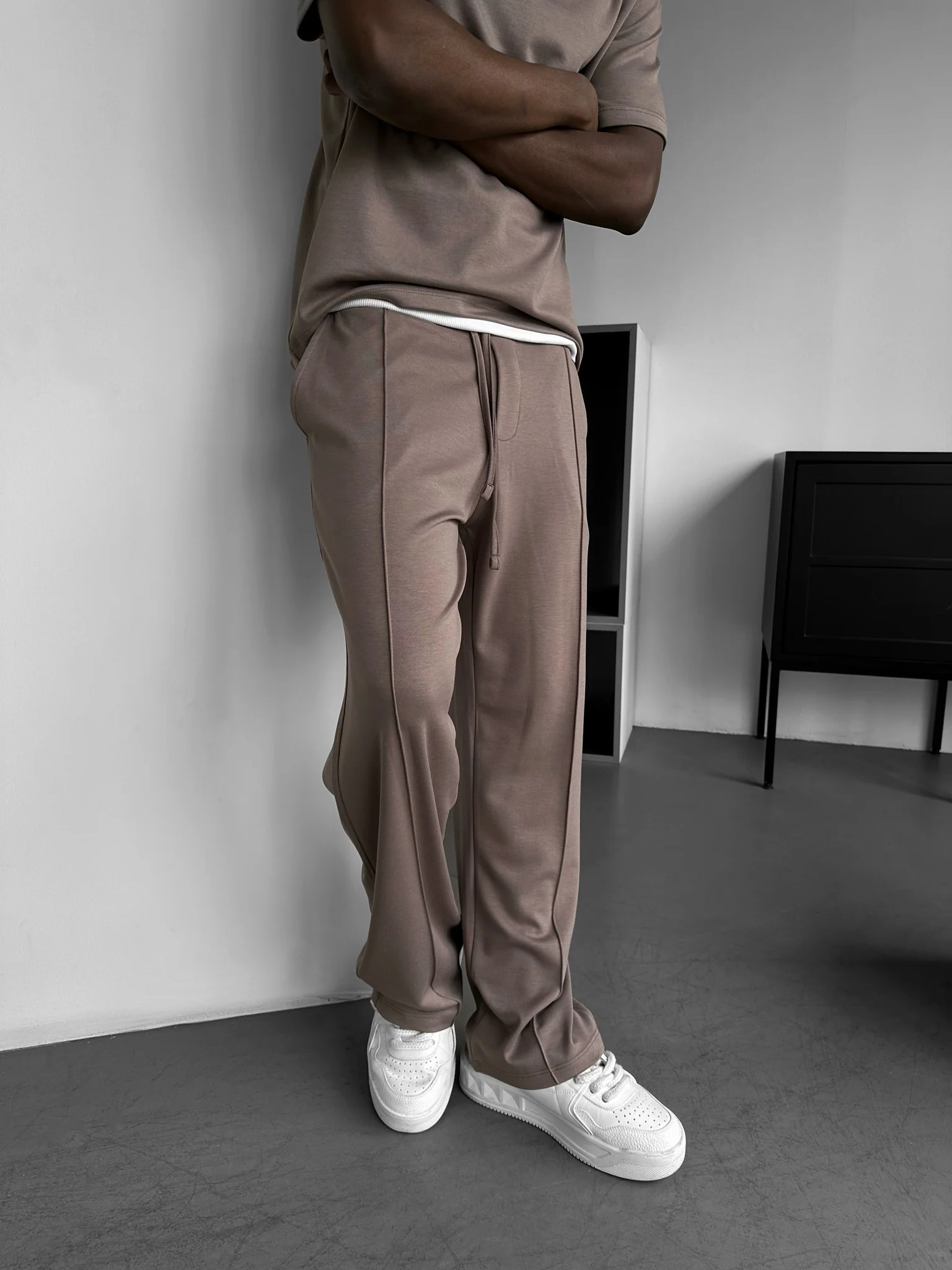 Loose Fit Basic Pleated Trousers - Camel