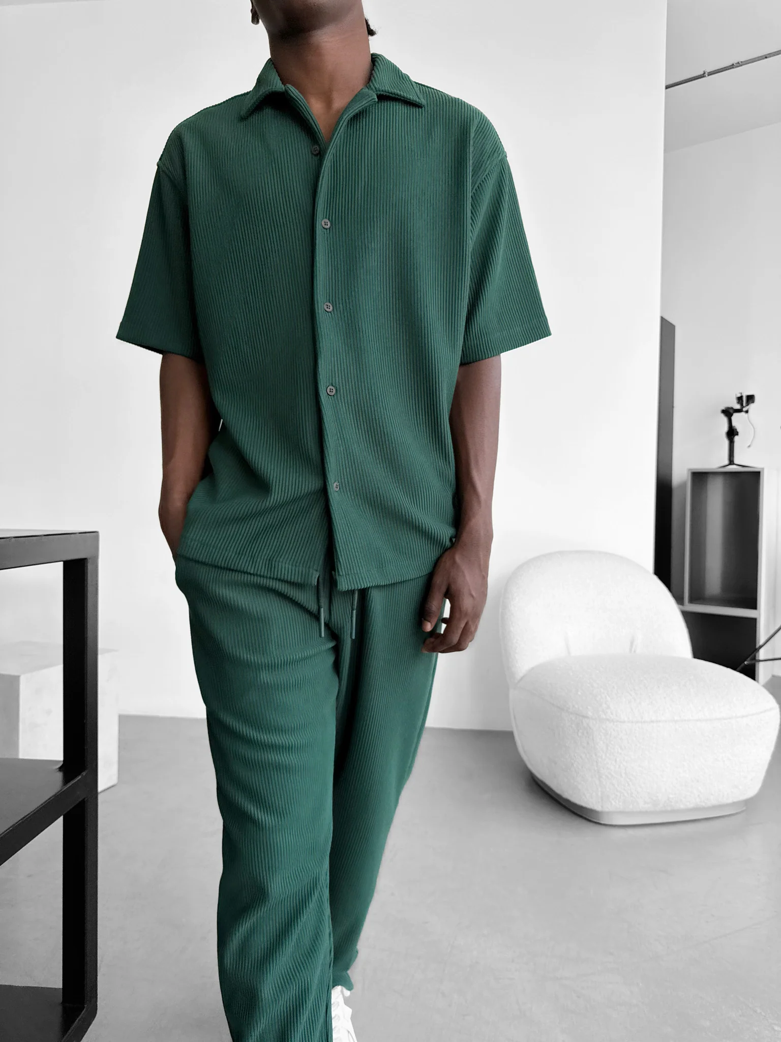 Loose Fit Cord Pant - Forest Green - Image 5