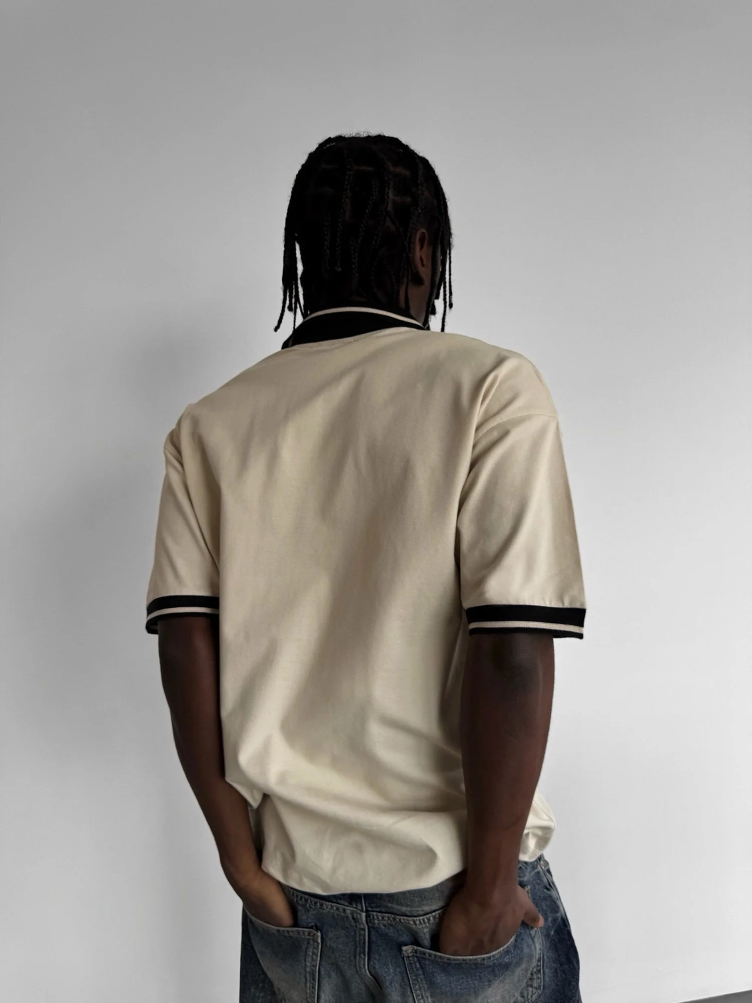 Loose Fit 'Endless Bliss' Polo T-Shirt - Beige - Image 5