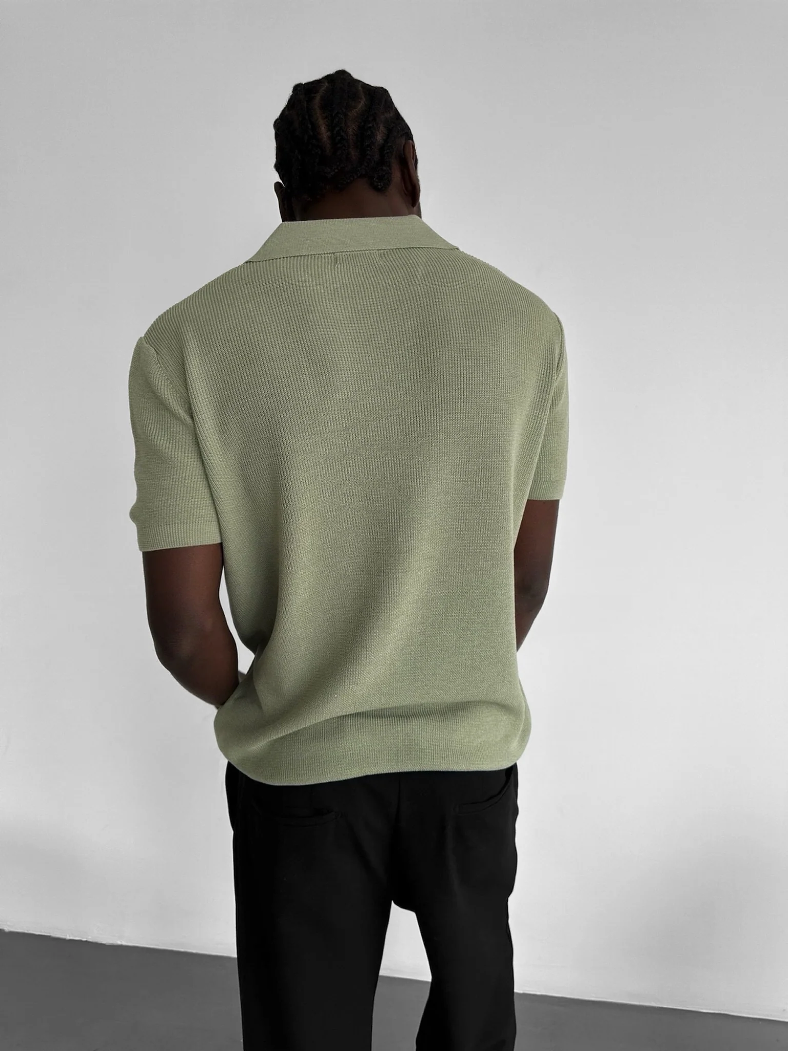 Loose fit fine knit collar T-Shirt - Mint - Image 3