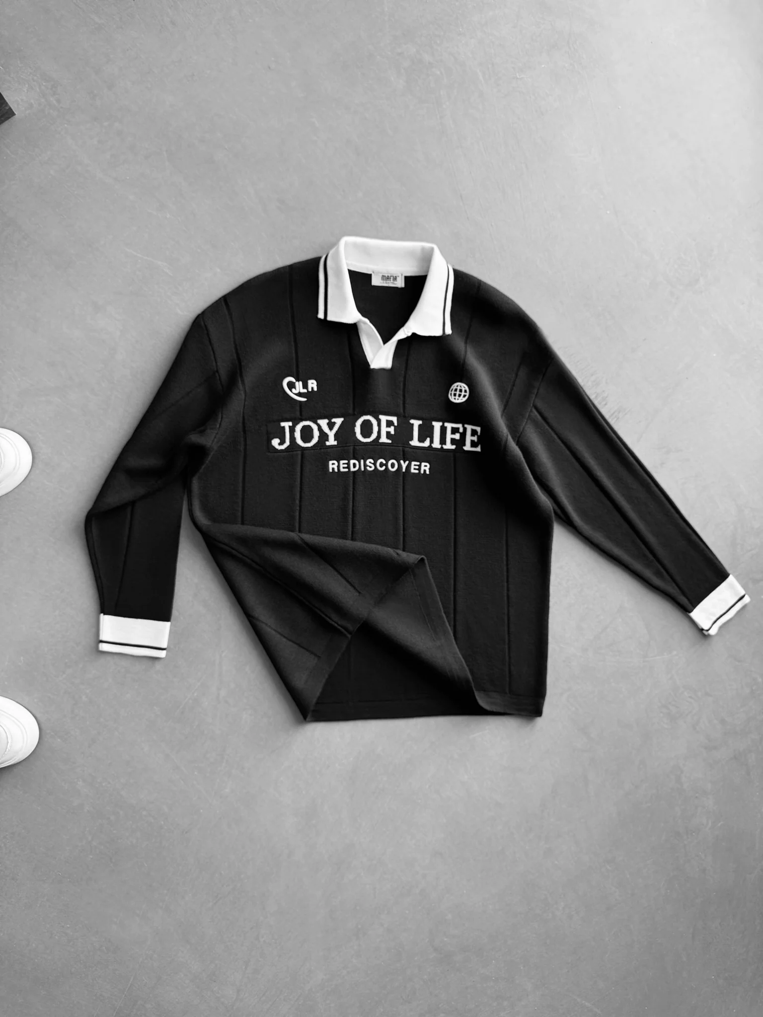 Loose Fit JLR Polo Sweater - Black