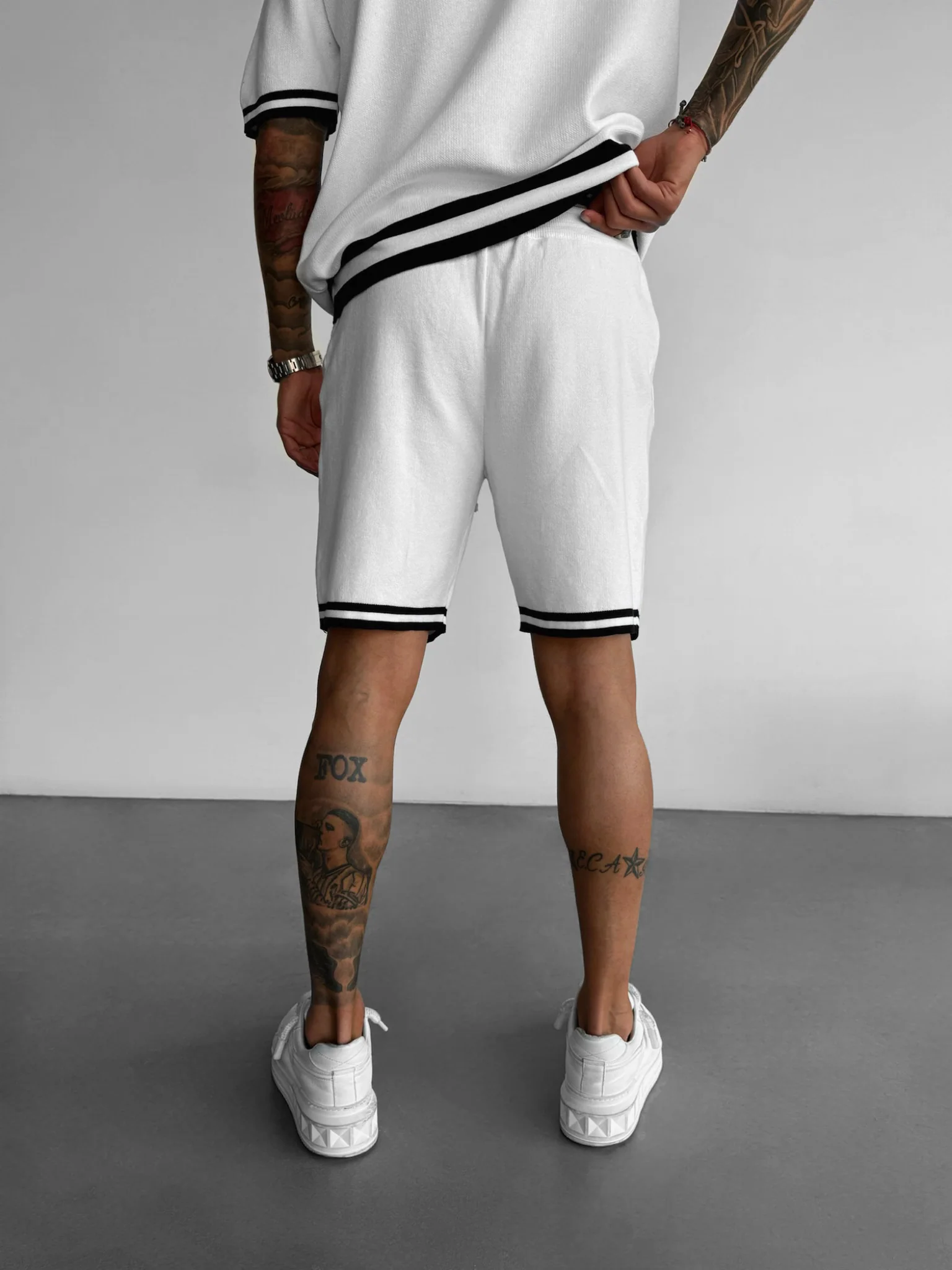 Loose Fit Knit Shorts - Ecru - Image 4