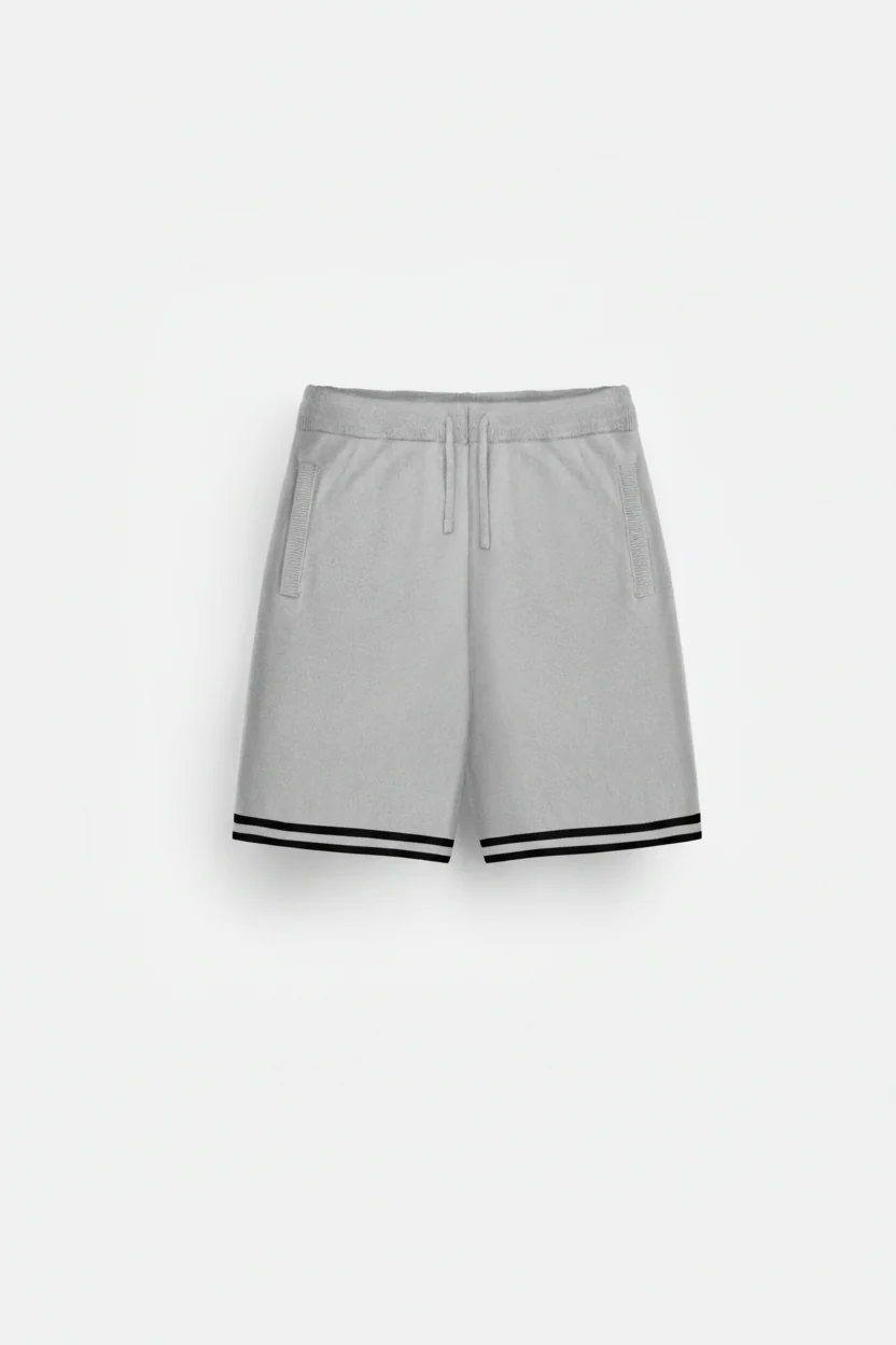 Loose Fit Knit Shorts  - Light Grey