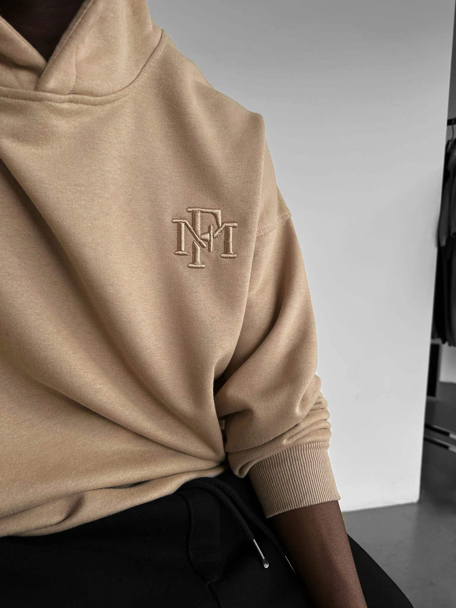 Loose Fit ‘MF’ Hoodie - Beige - Image 2