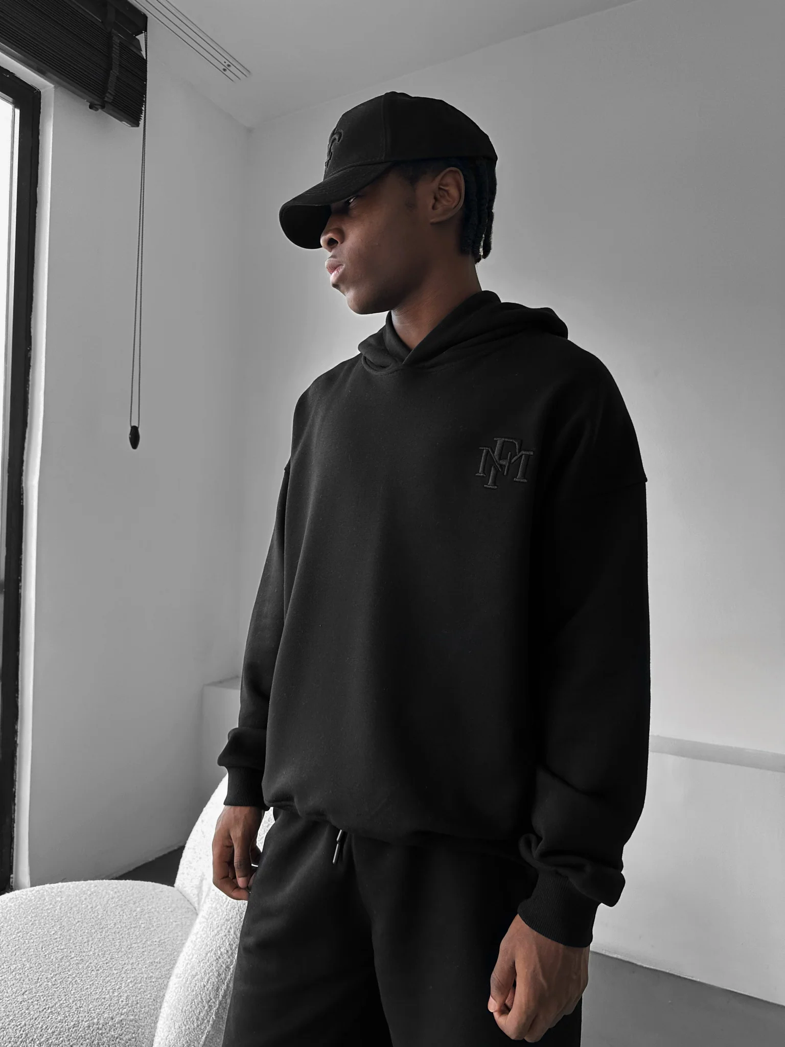 Loose Fit ‘MF’ Hoodie - Black