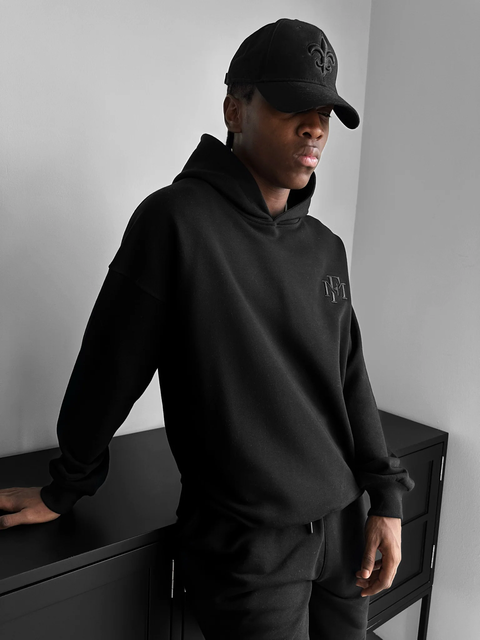 Loose Fit ‘MF’ Hoodie - Black - Image 3