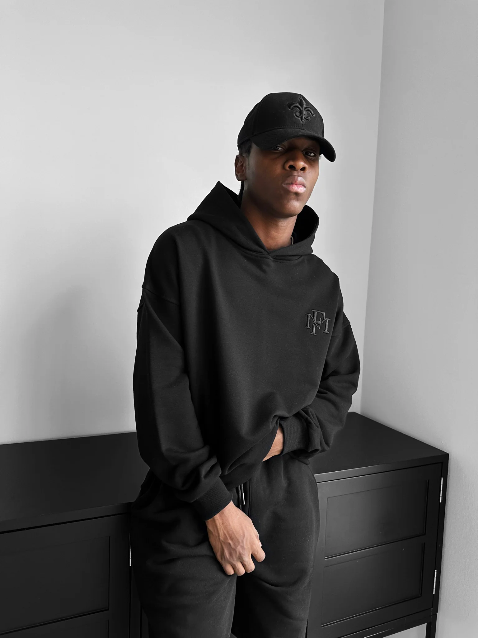 Loose Fit ‘MF’ Hoodie - Black - Image 4