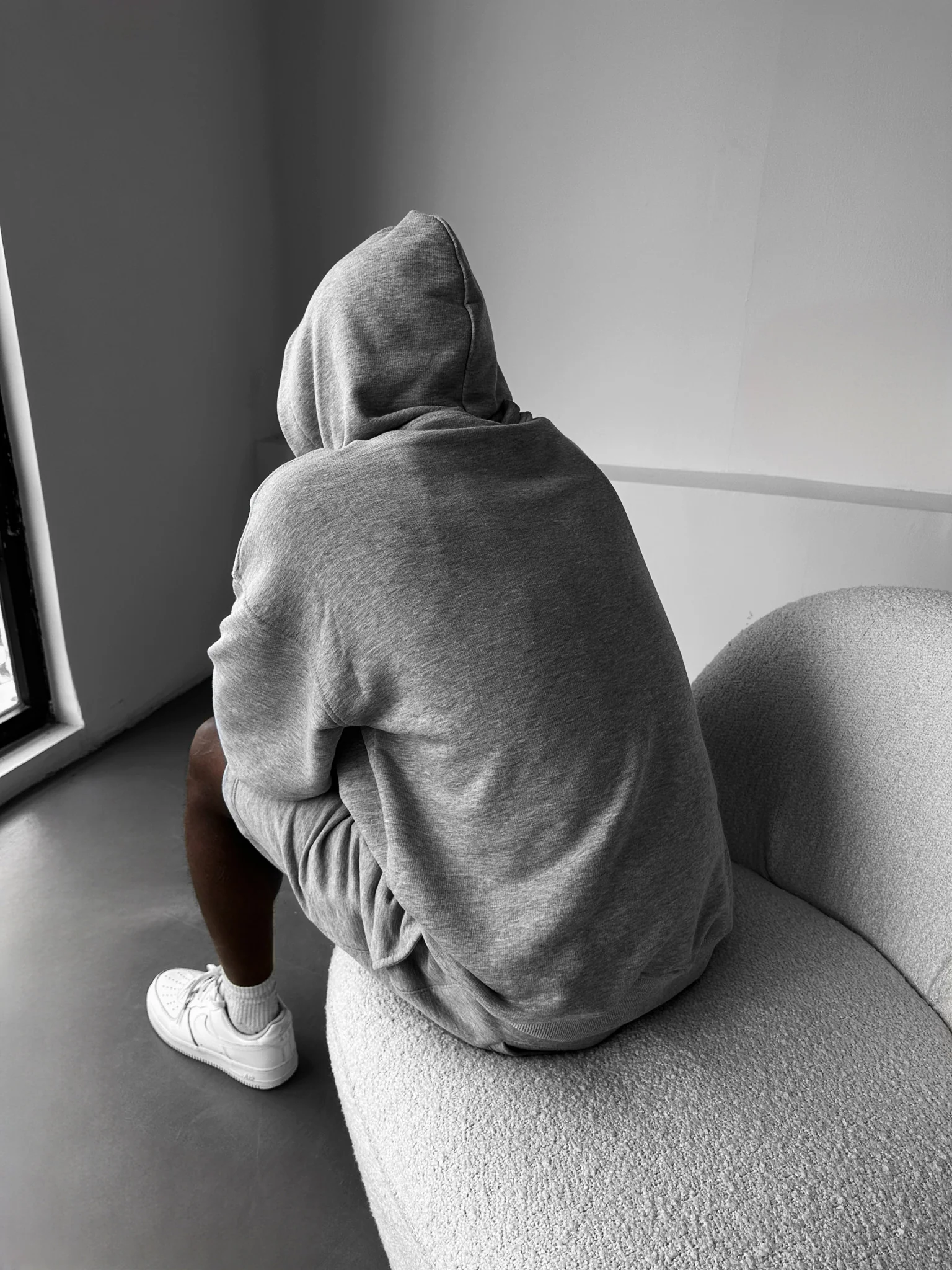 Loose Fit ‘MF’ Hoodie - Grey Melange - Image 3