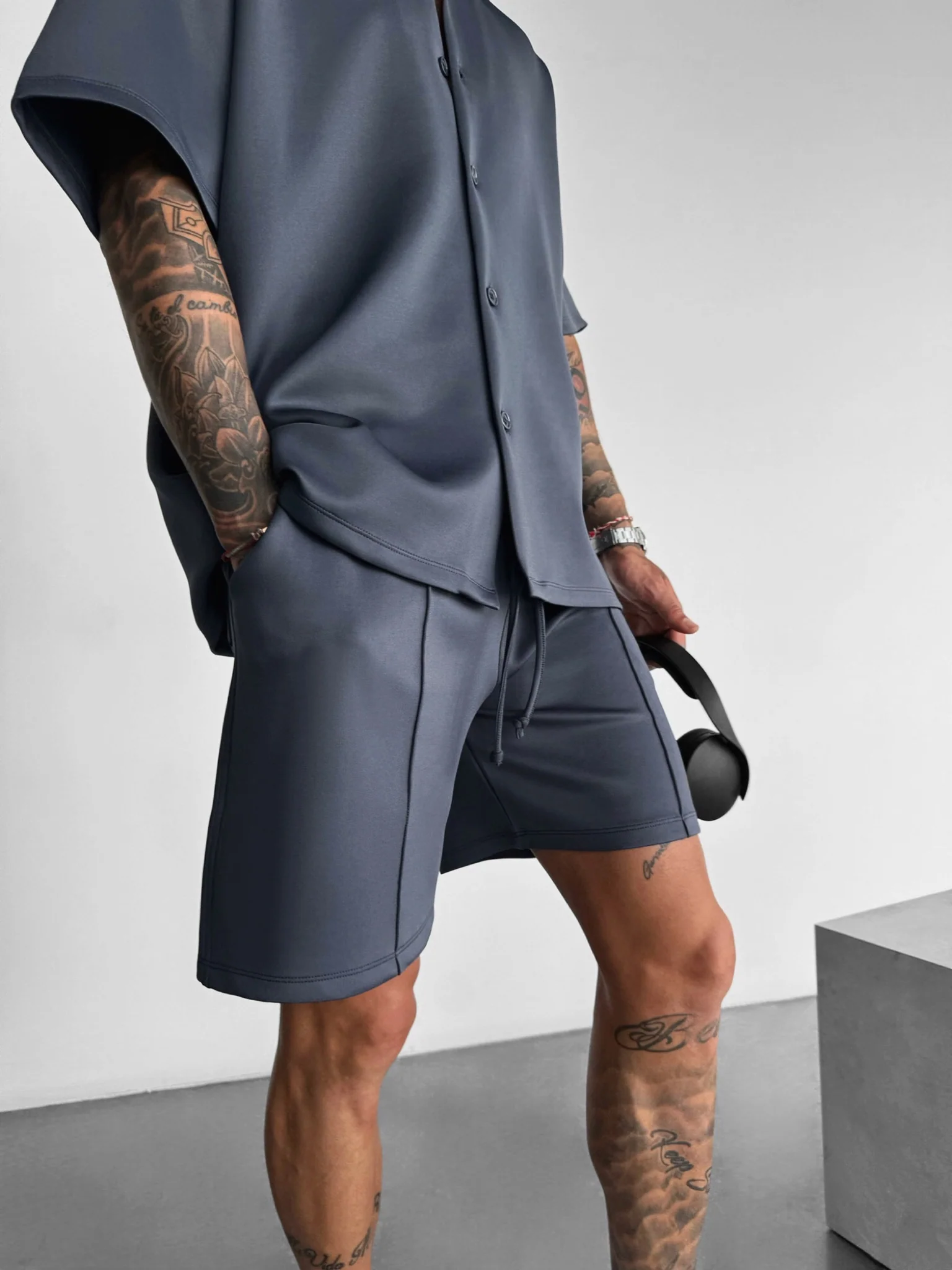 Loose Fit Seam Diver Shorts - Anthracite - Image 3