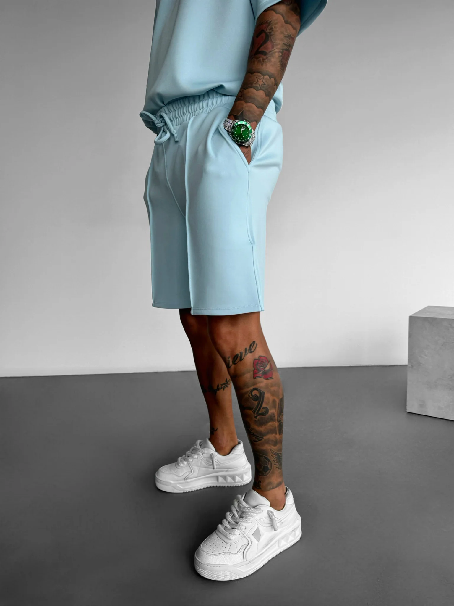 Loose Fit Seam Diver Shorts - Babyblue - Image 3
