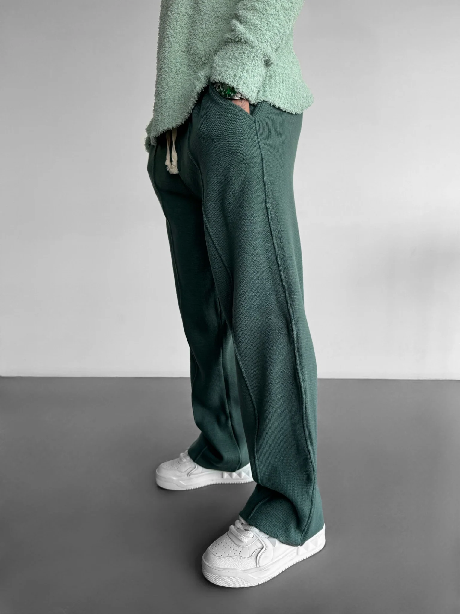 Loose Fit Seam Trousers - Petrol - Image 3