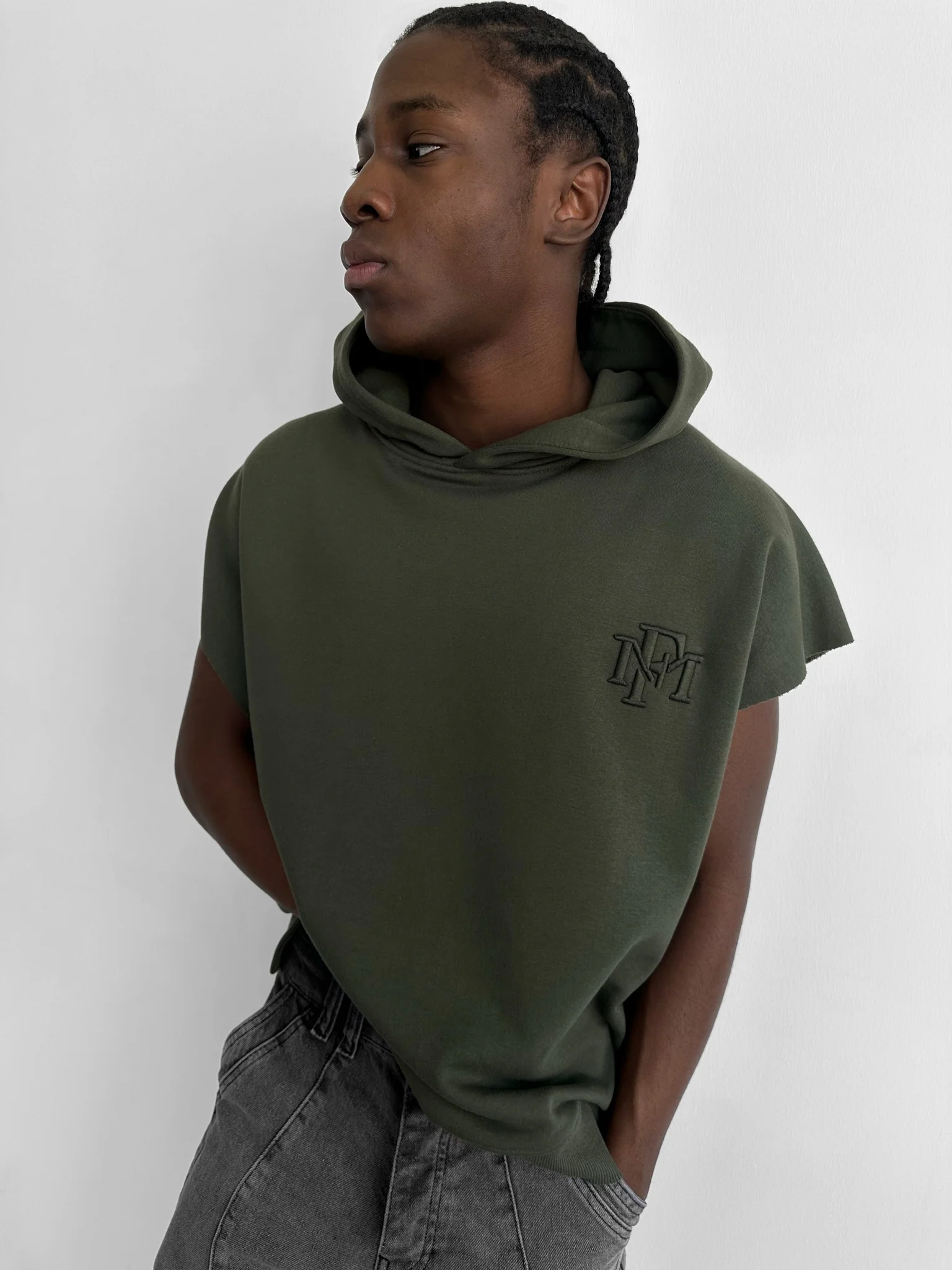 Loose Fit Sleeveless Hoodie - Calliste Green - Image 3