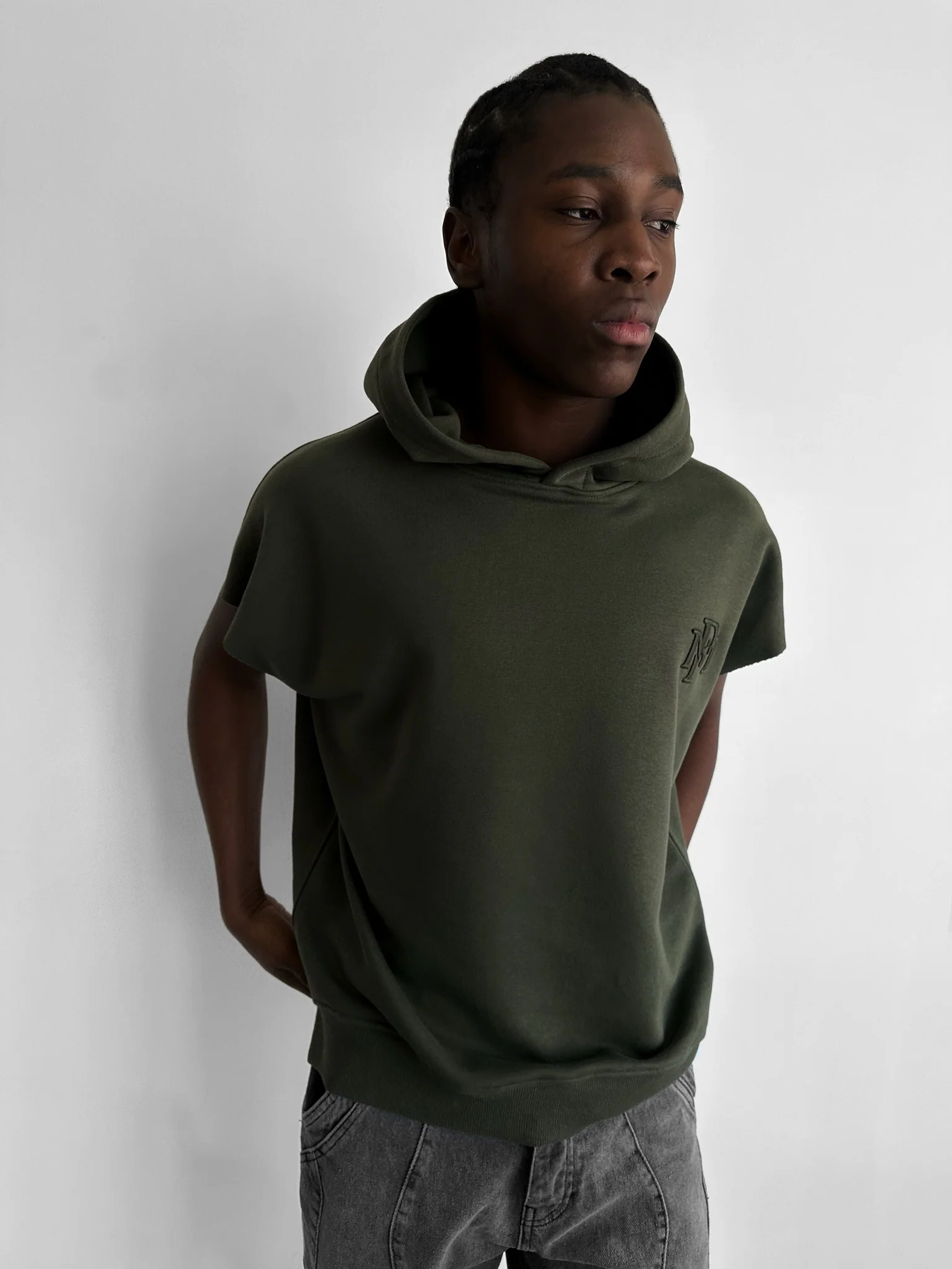 Loose Fit Sleeveless Hoodie - Calliste Green - Image 4