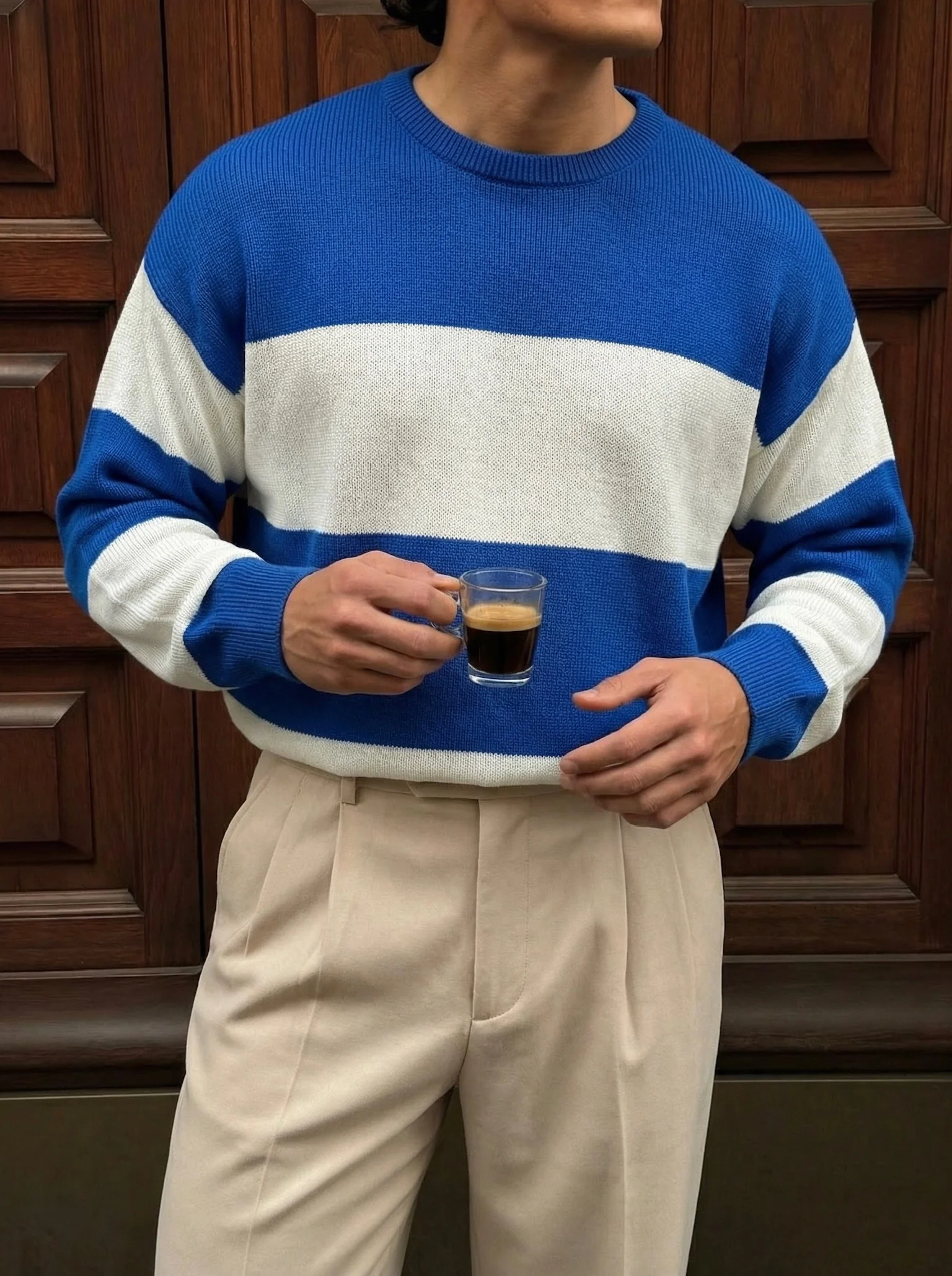 Loose Fit Strip Knit Sweater - Saks - Image 2