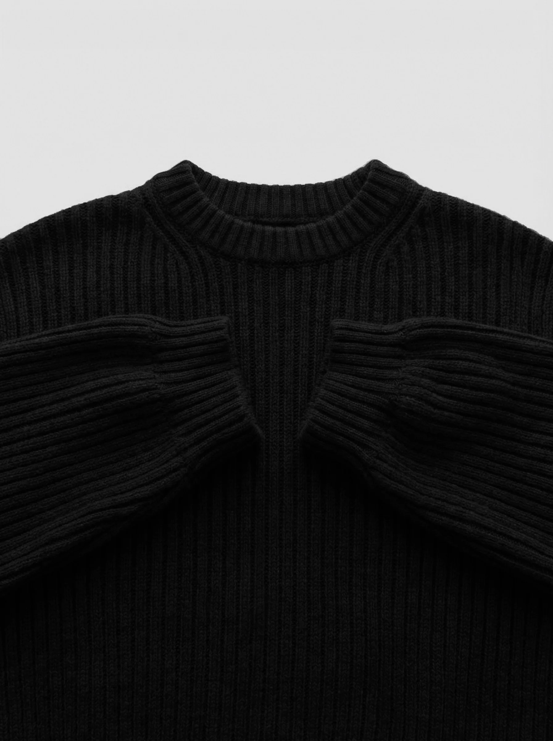 Loose Fit Striped Structure Pullover - Black