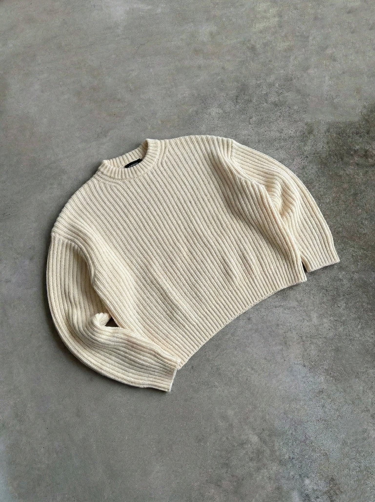 Loose Fit Striped Structure Pullover - Cremé