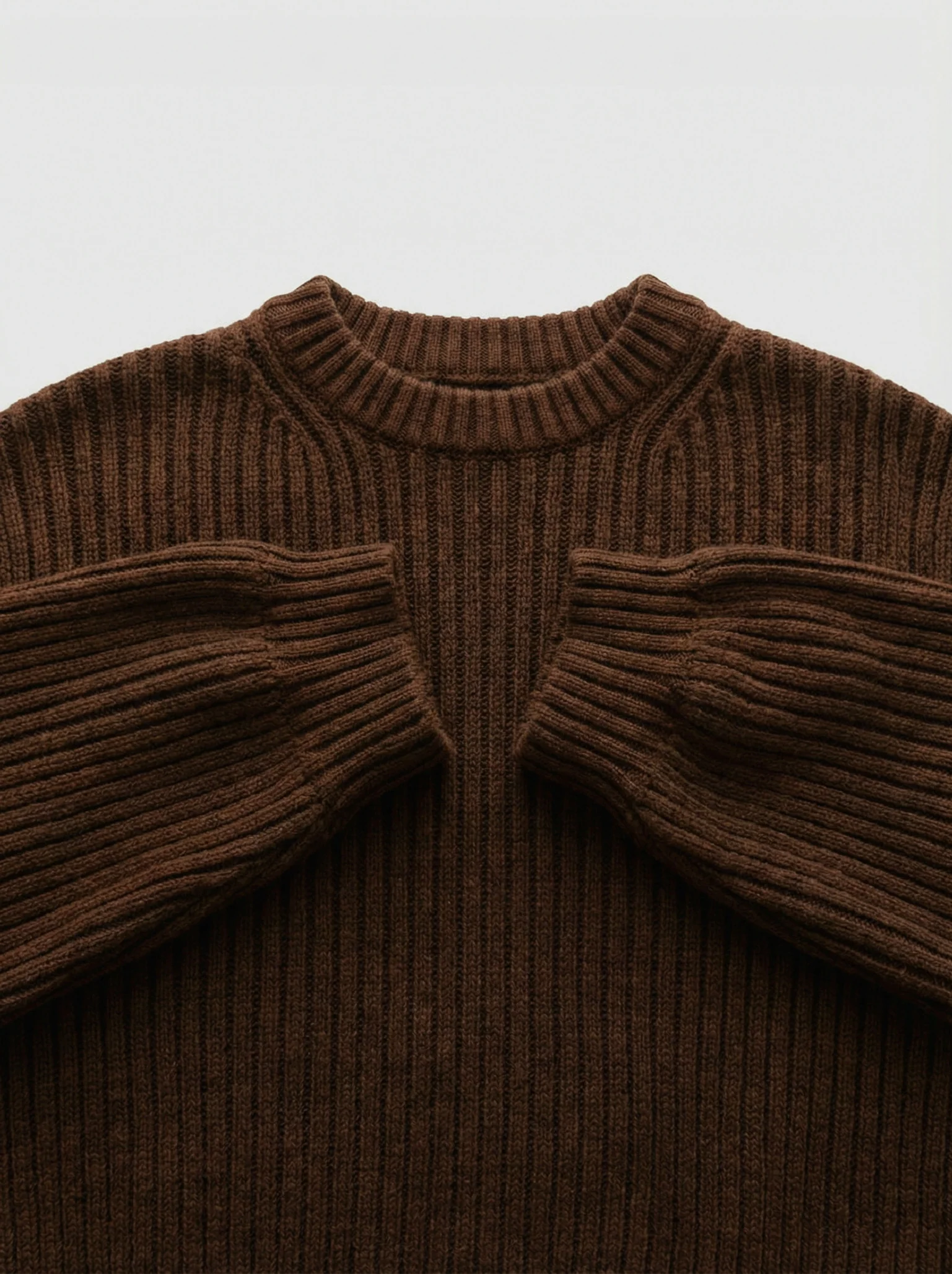 Loose Fit Striped Structure Pullover - Dark Brown - Image 2