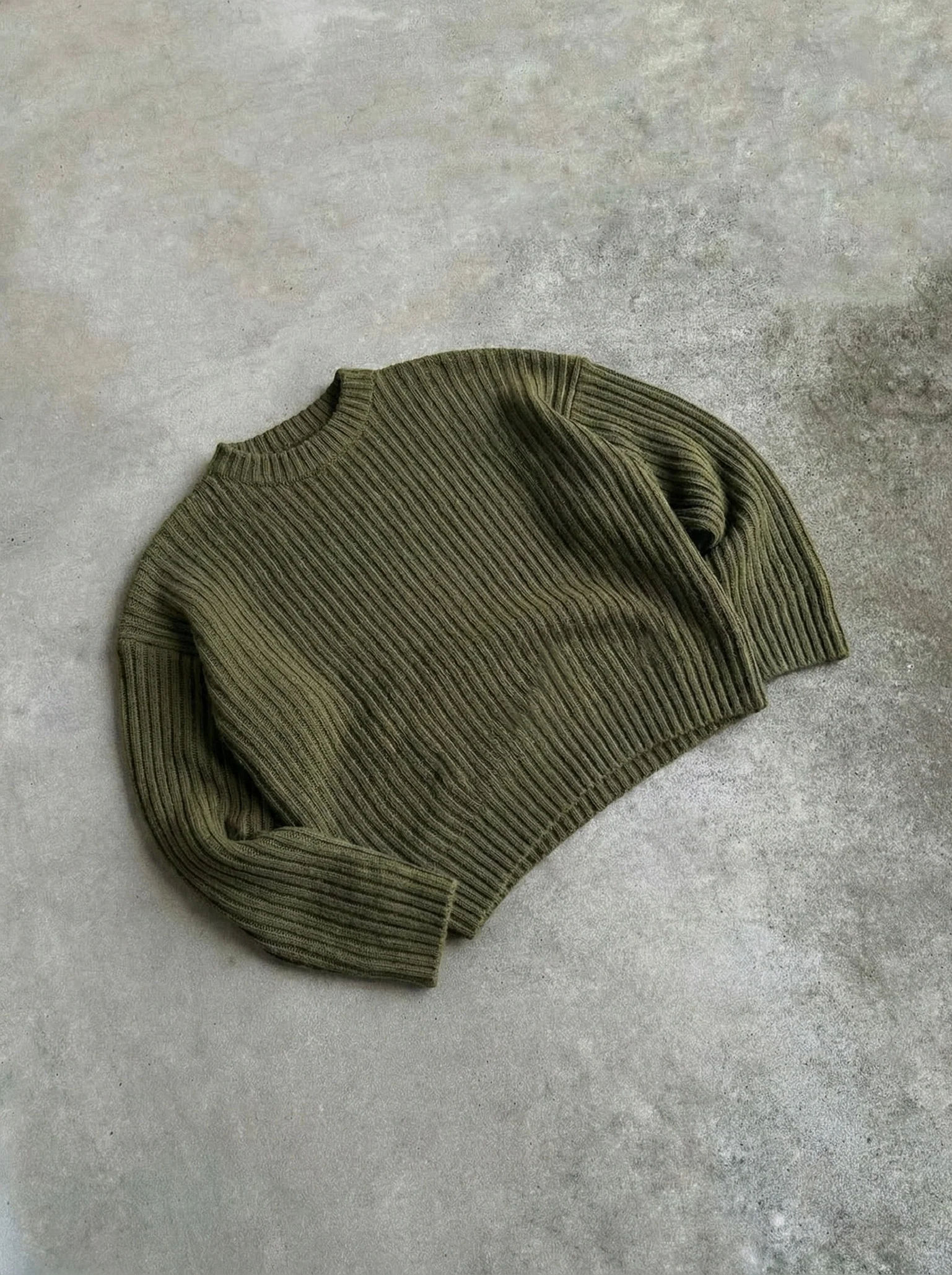 Loose Fit Striped Structure Pullover - Khaki
