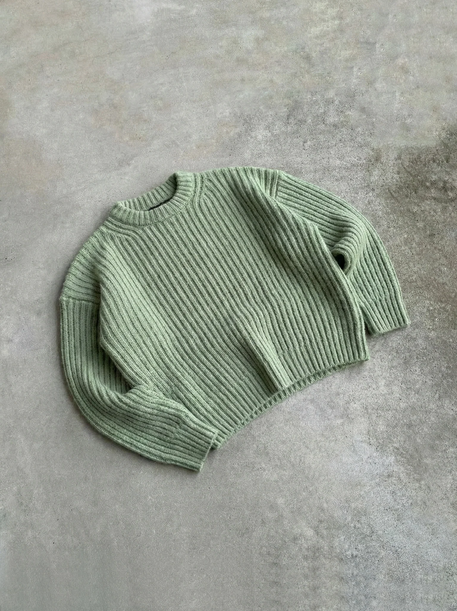 Loose Fit Striped Structure Pullover - Mint