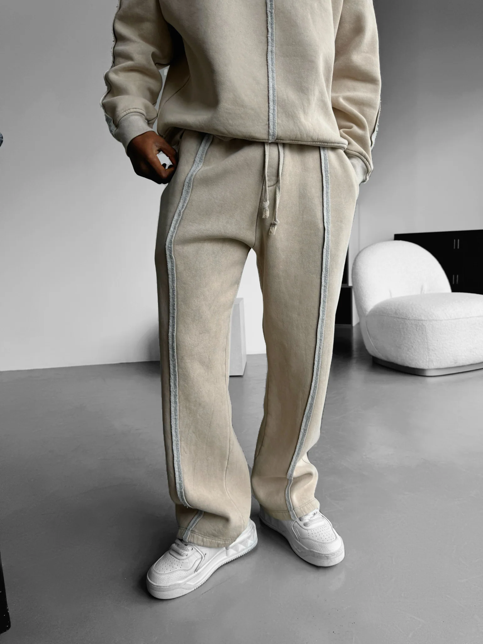Loose Fit washed Seam Trousers - Stone