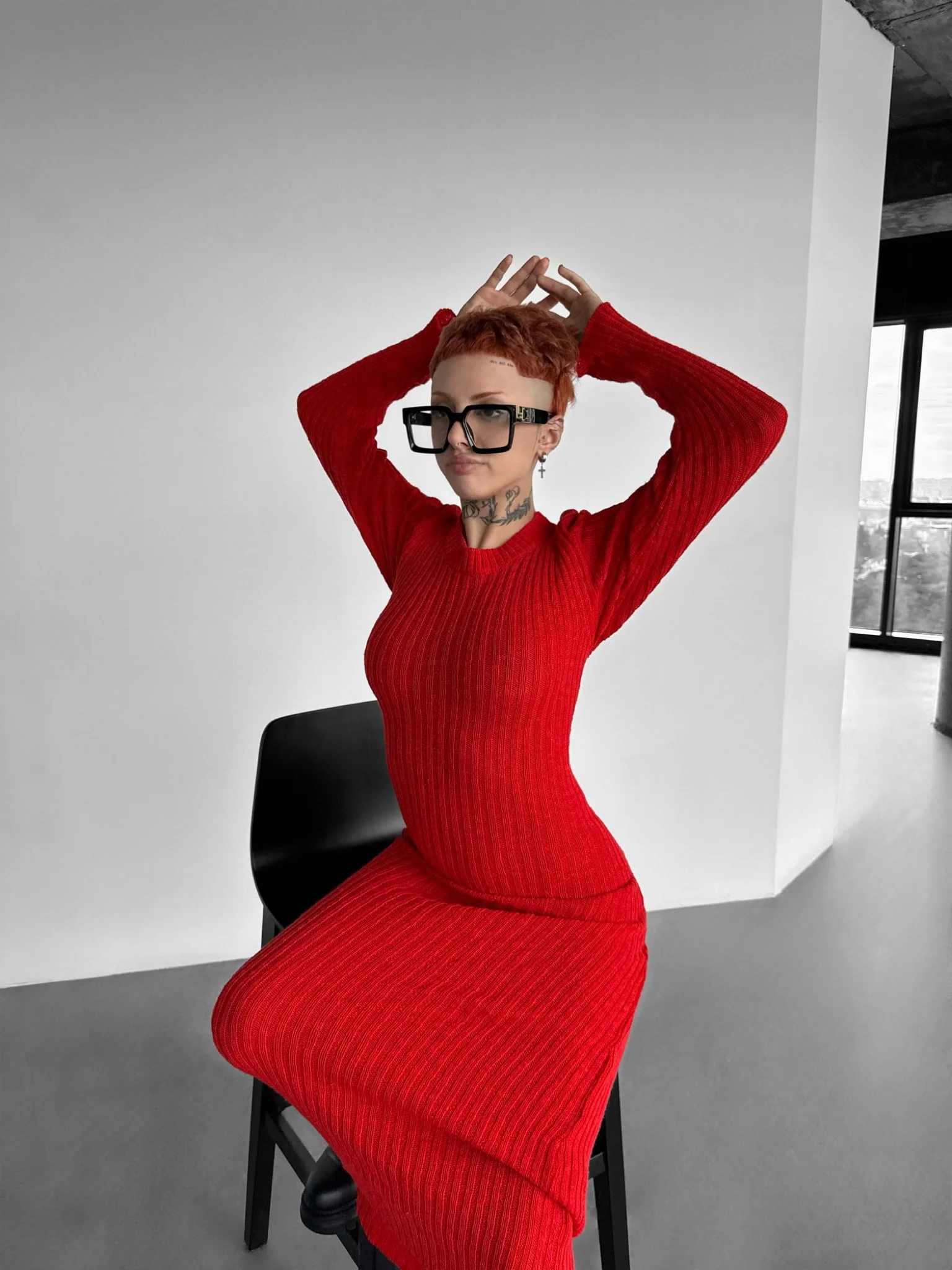 Maxi Knit Dress - Red - Image 10