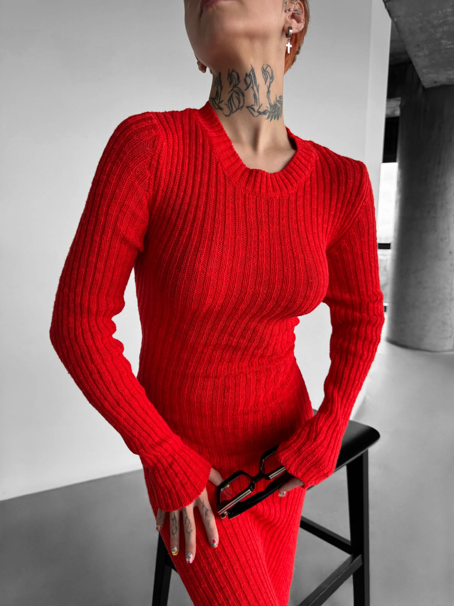 Maxi Knit Dress - Red - Image 5