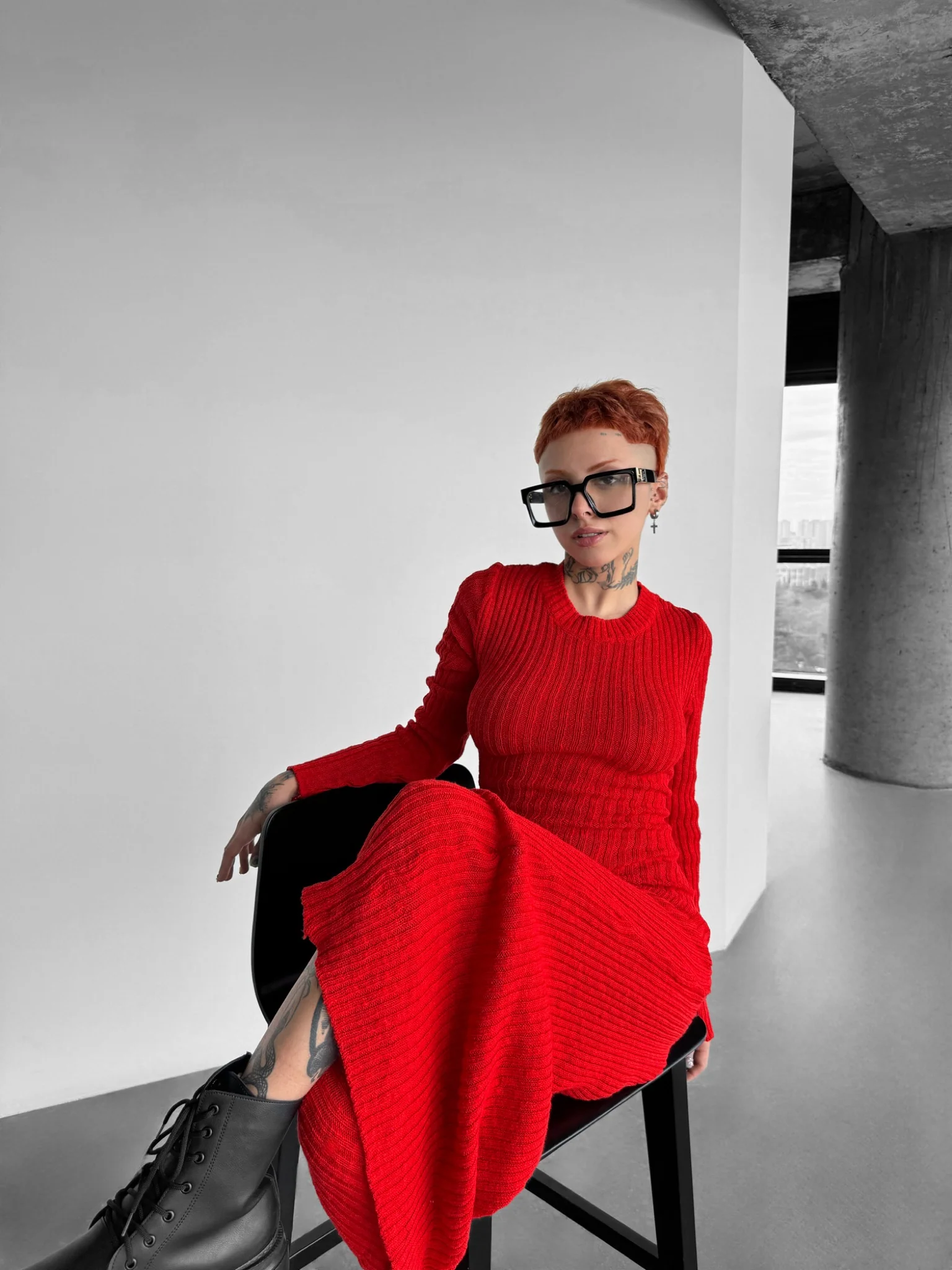 Maxi Knit Dress - Red - Image 8