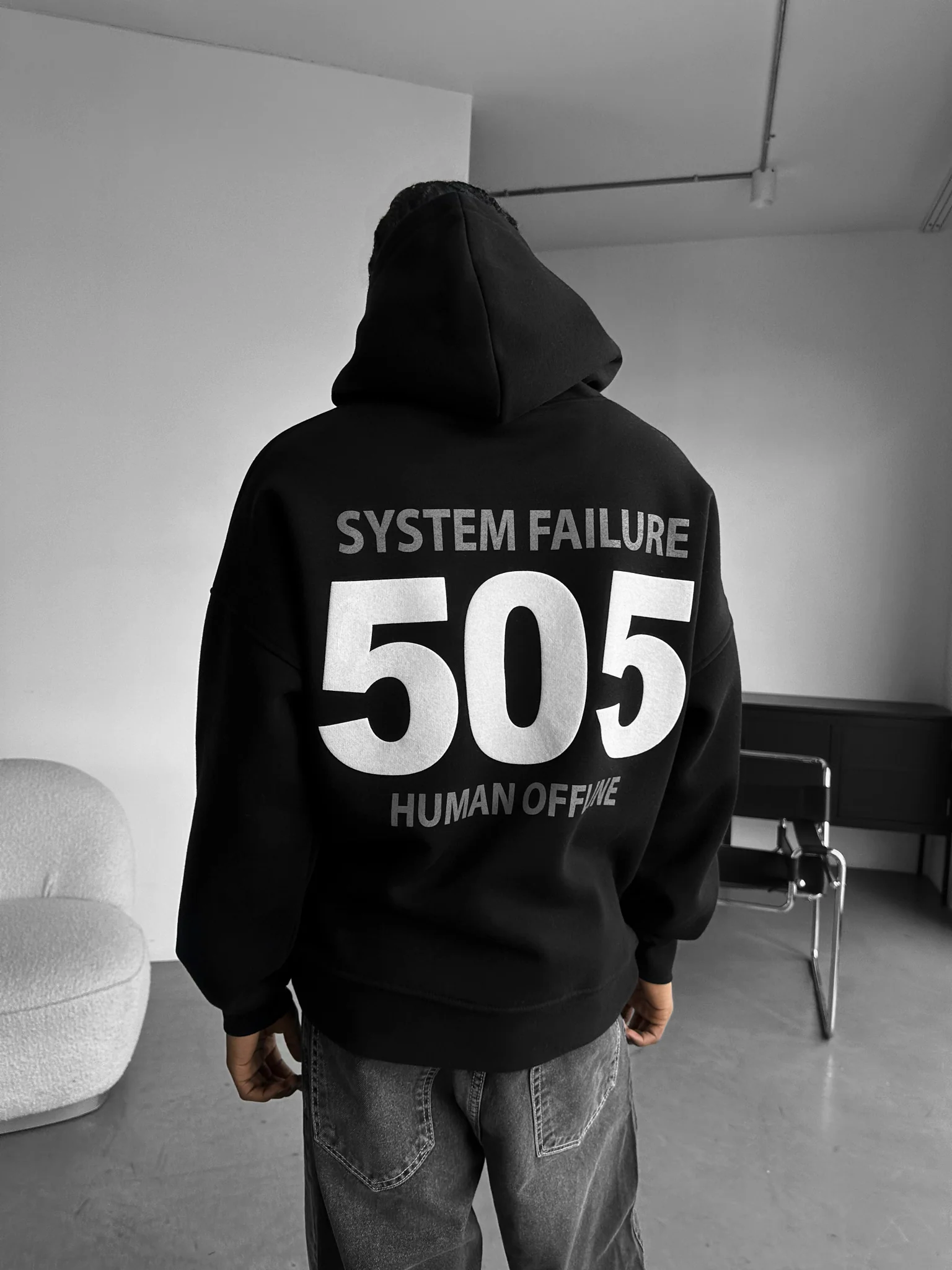 Oversize 505 Hoodie - Black - Image 3