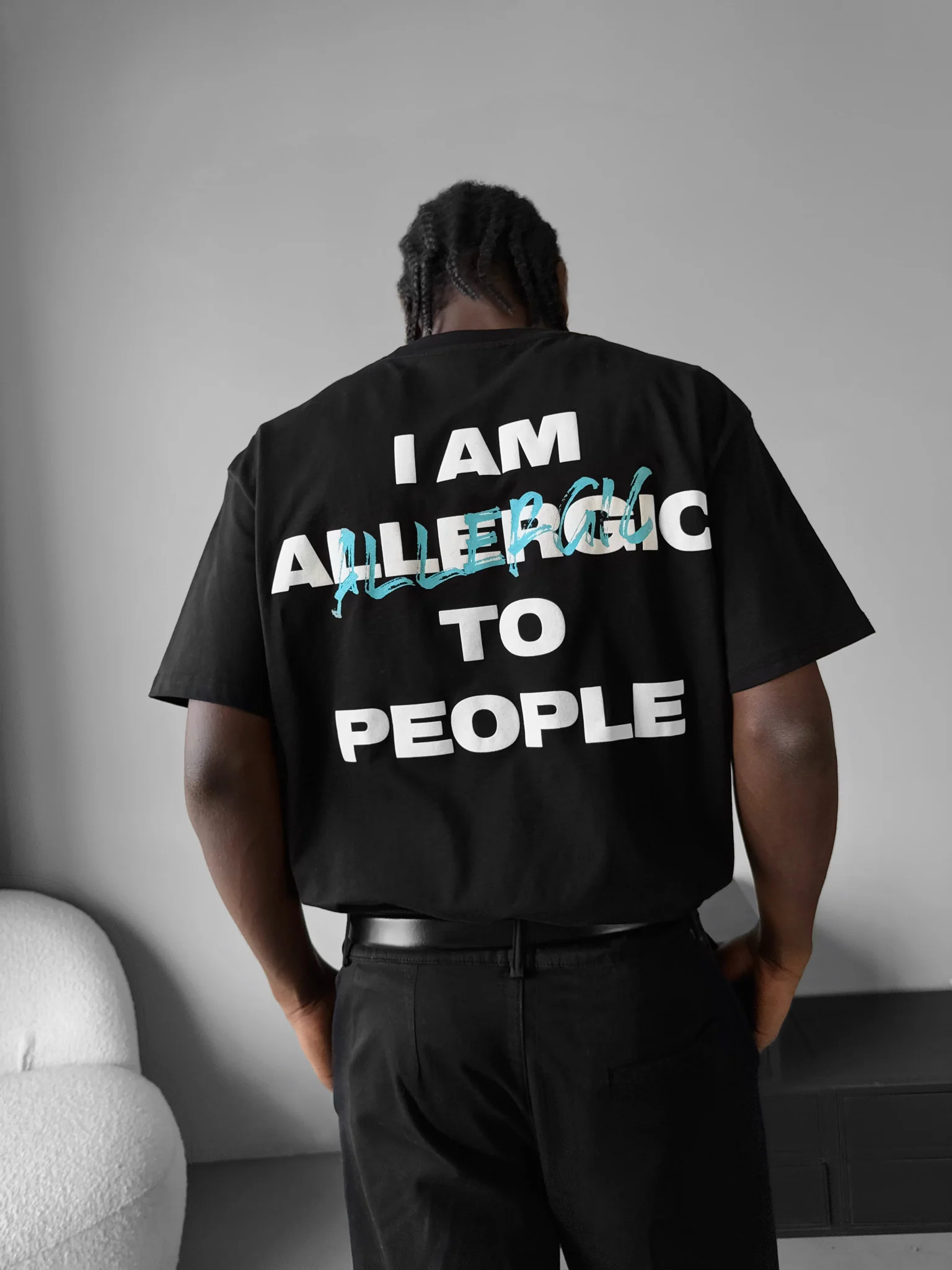 Oversize Allergic T-Shirt - Black - Image 2