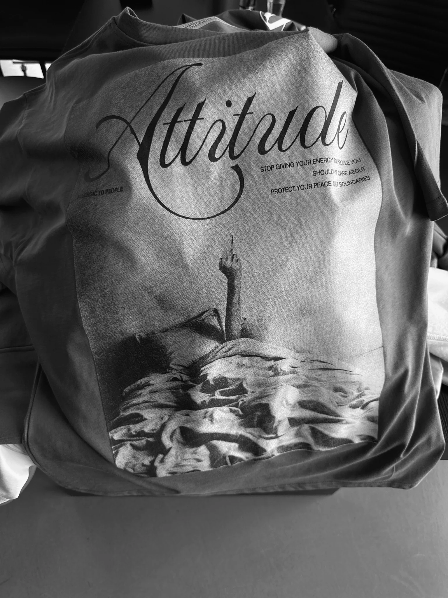 Oversize 'Attitude' T-Shirt - Anthracite