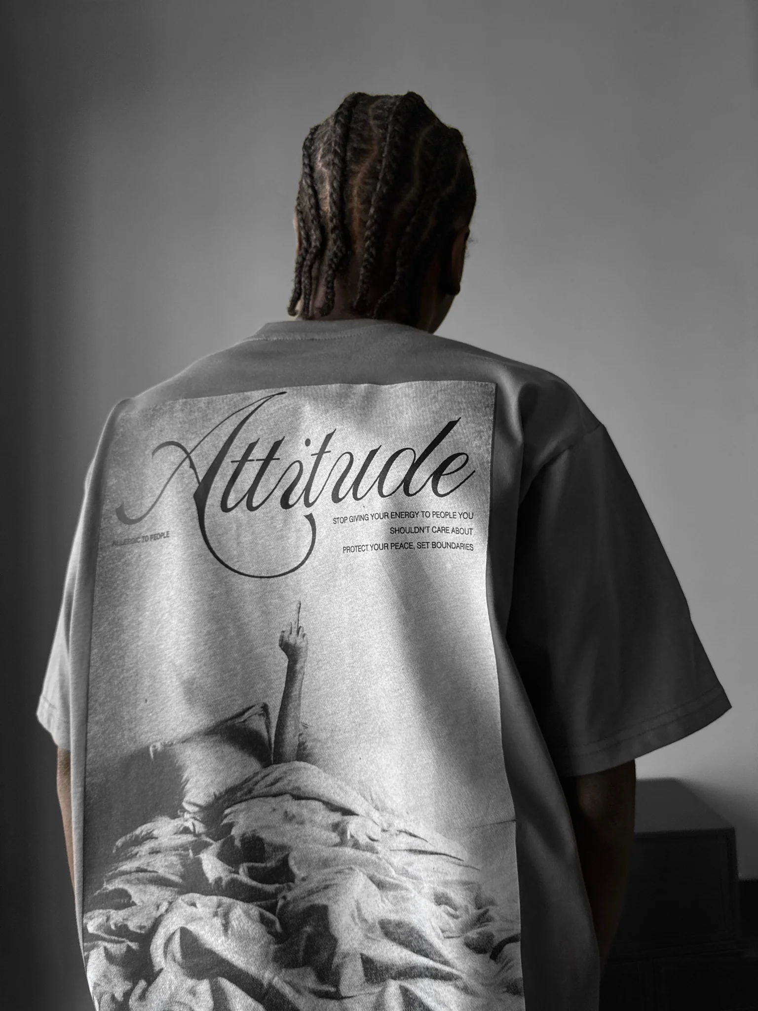 Oversize 'Attitude' T-Shirt - Anthracite - Image 2