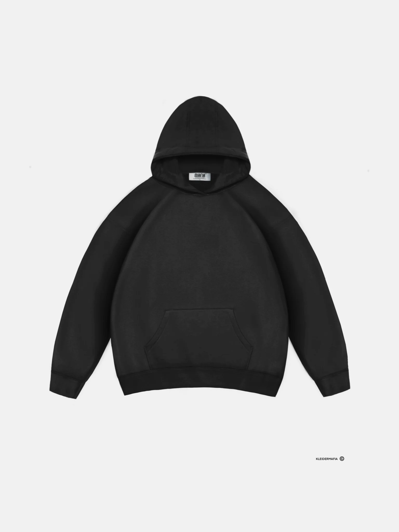 Oversize Basic Hoodie - Black - Image 3